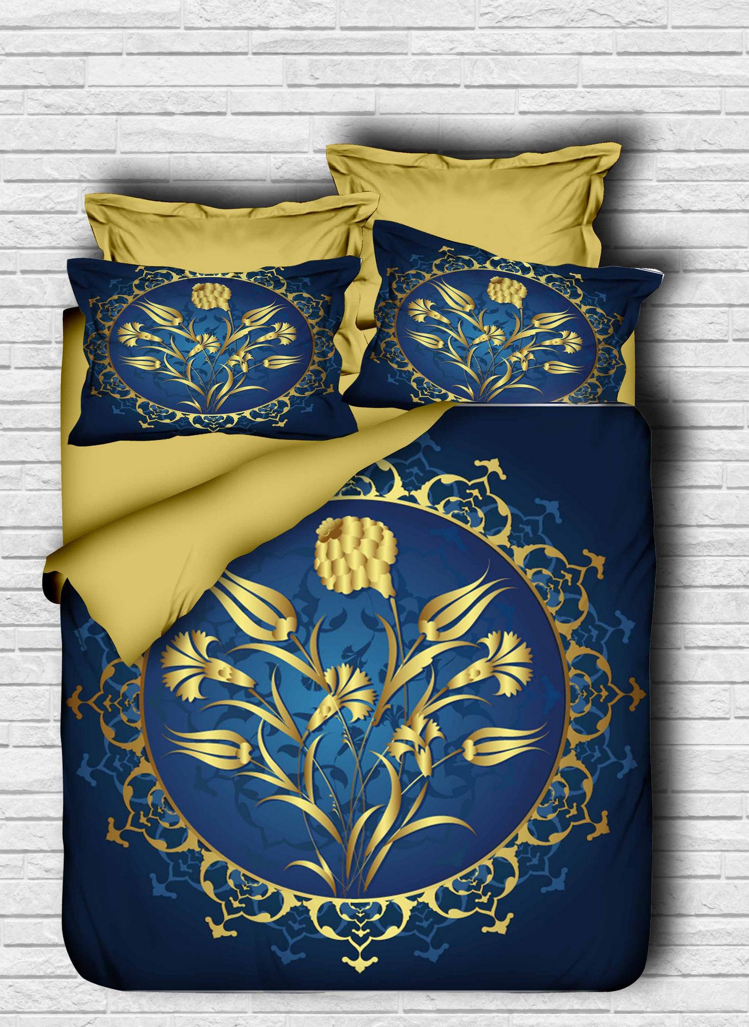 L'essentiel Maison set posteljine 140, 200x220 cm, zlatno-plava