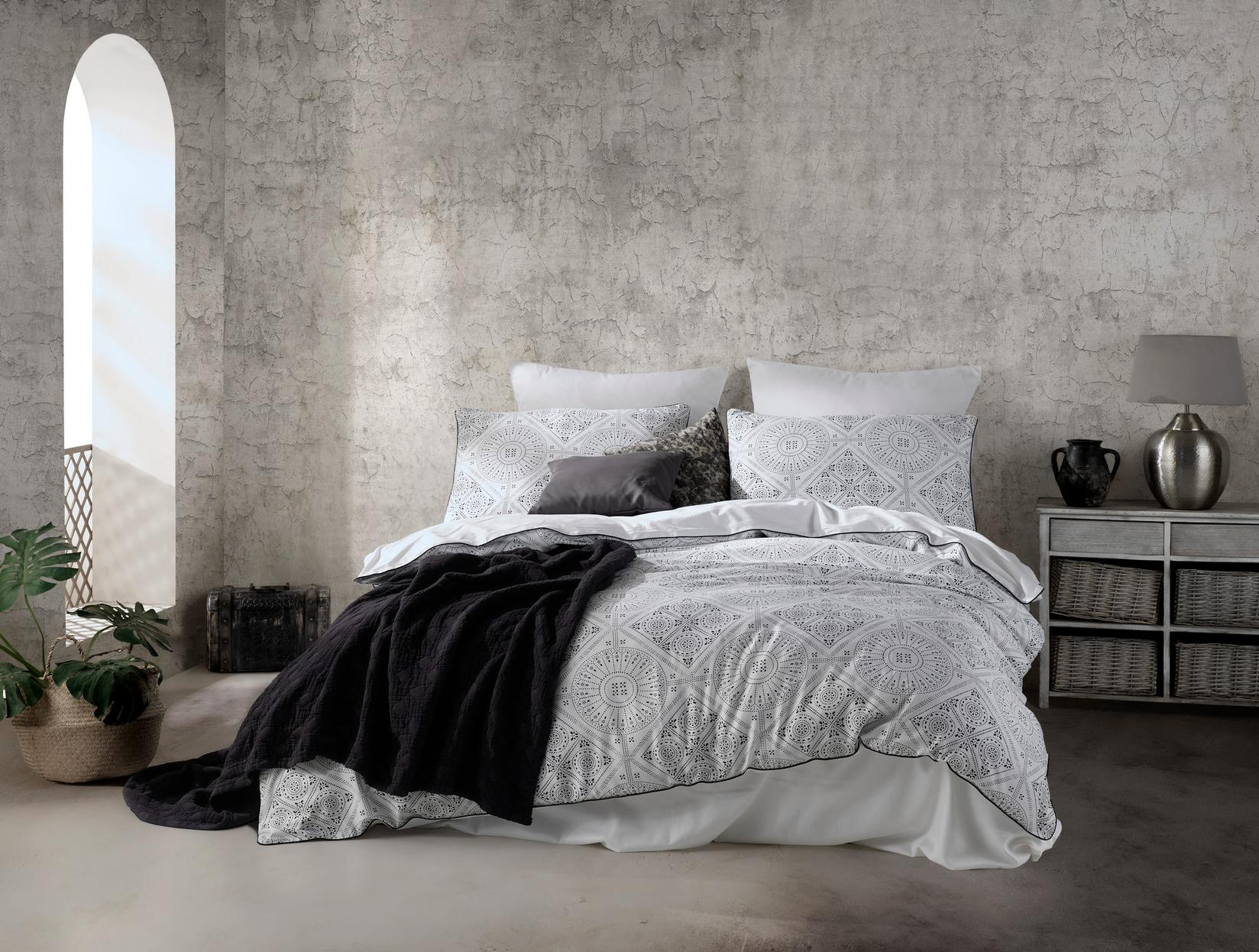 L'essentiel Maison Iskit set posteljine, 200x220 cm, Bijelo-crna