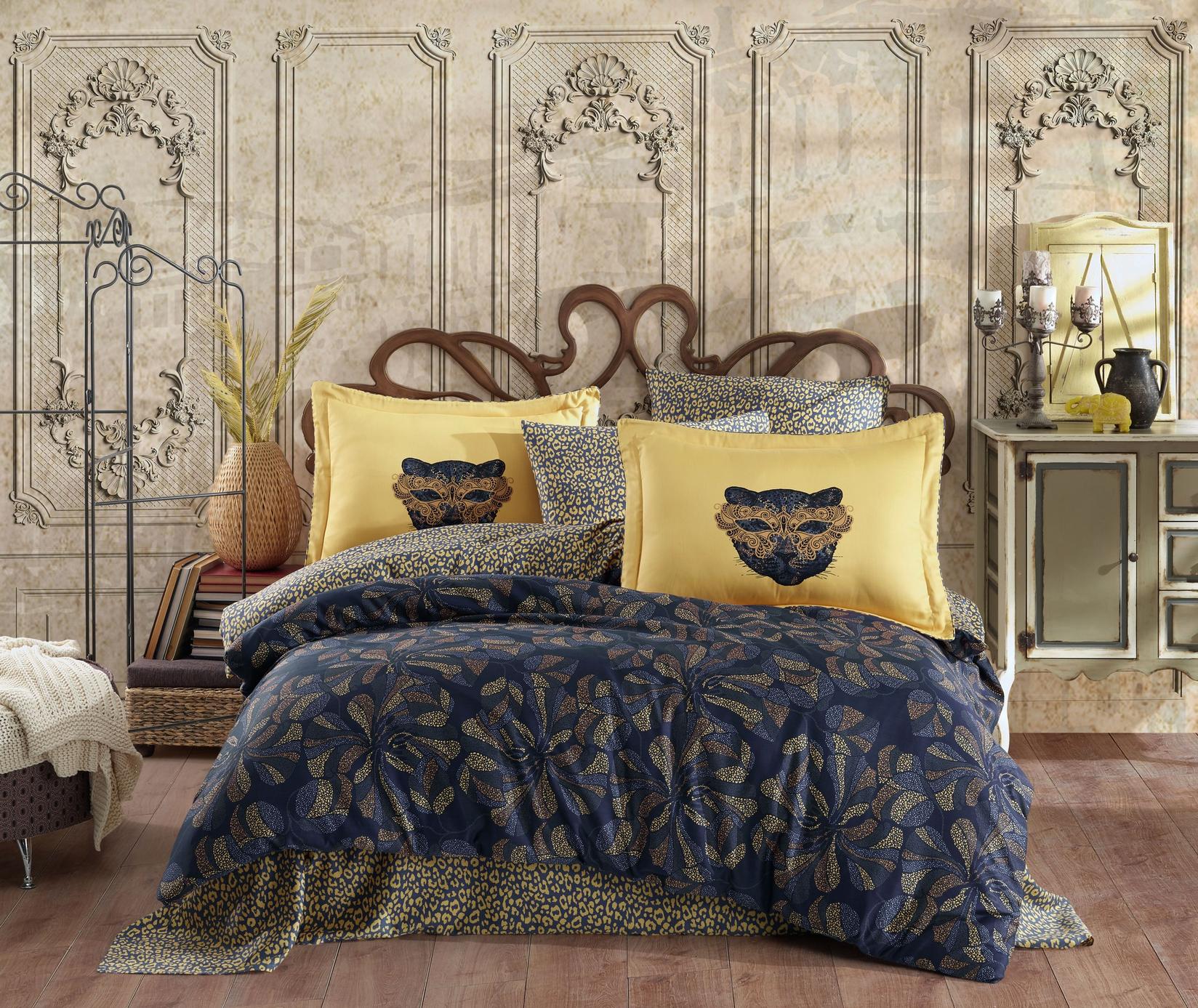 L'essentiel Maison Set posteljine Caprice, 200x220 cm, Žuto-tamnoplava