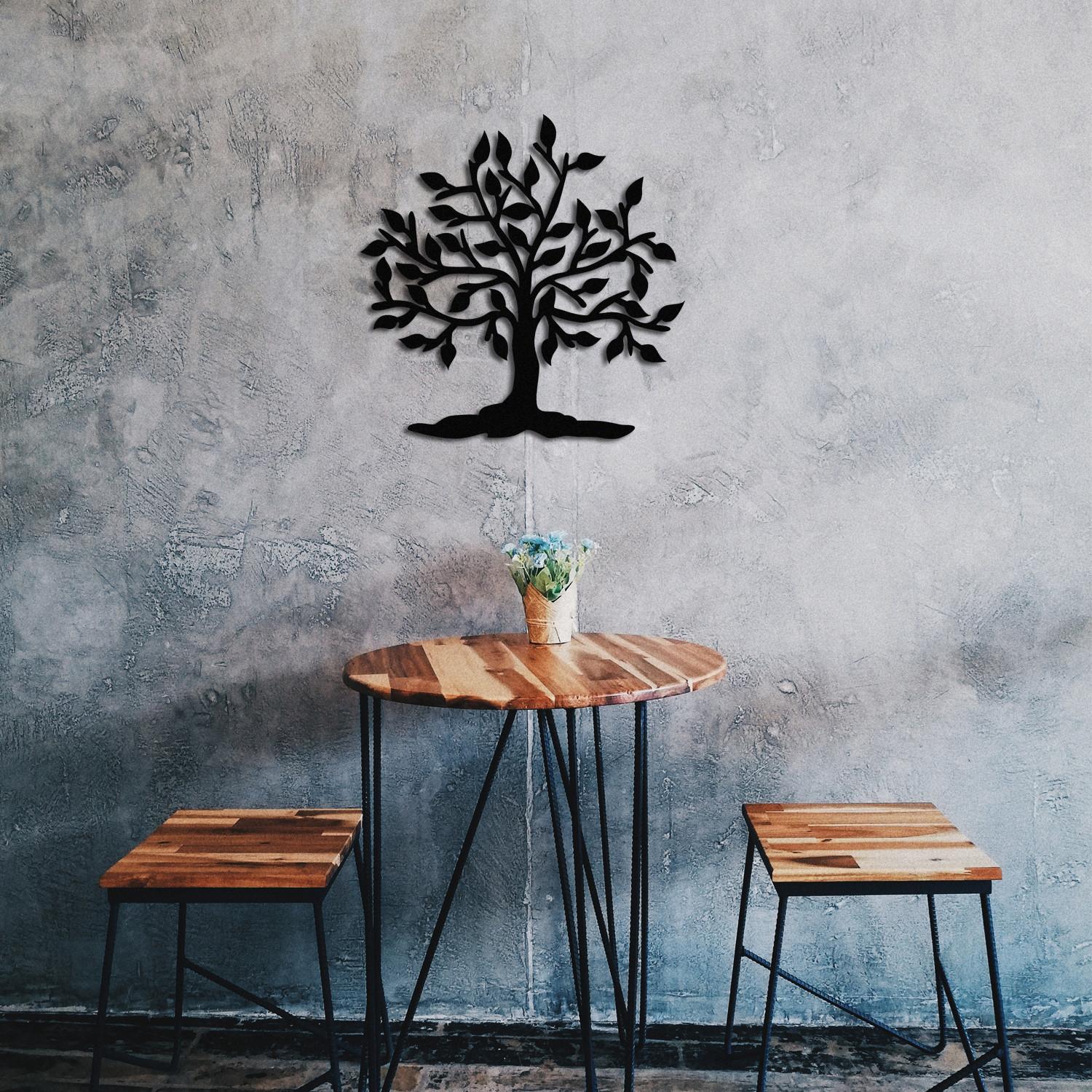 Wallity Zidna dekoracija Kalp Agac, 70x70 cm, 1,2 mm, Crna