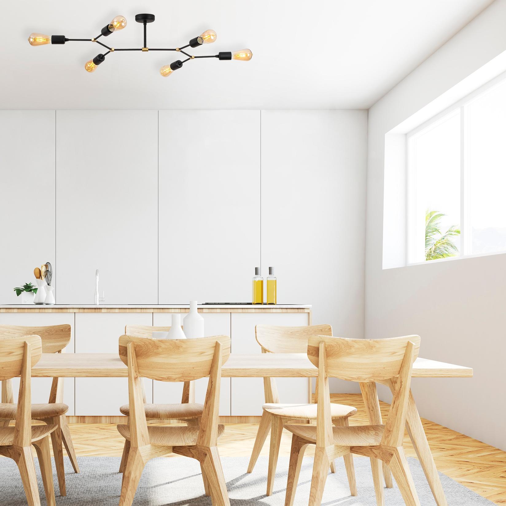 Opviq Luster Sparrow-1242, 95x48 cm, 6xE27, 40W, Crni