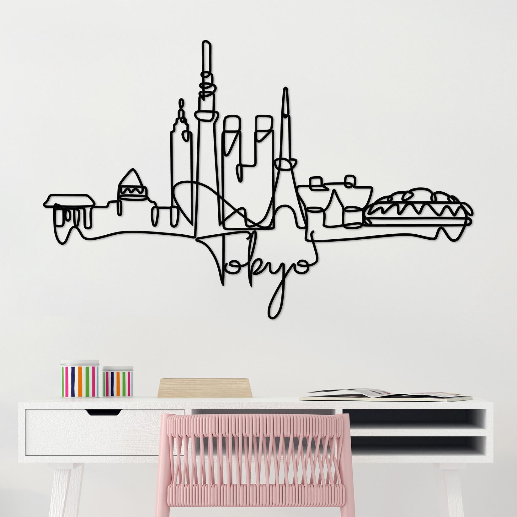 Wallity Zidna dekoracija Tokio, 120x77x1,5 cm 2 mm, Crna