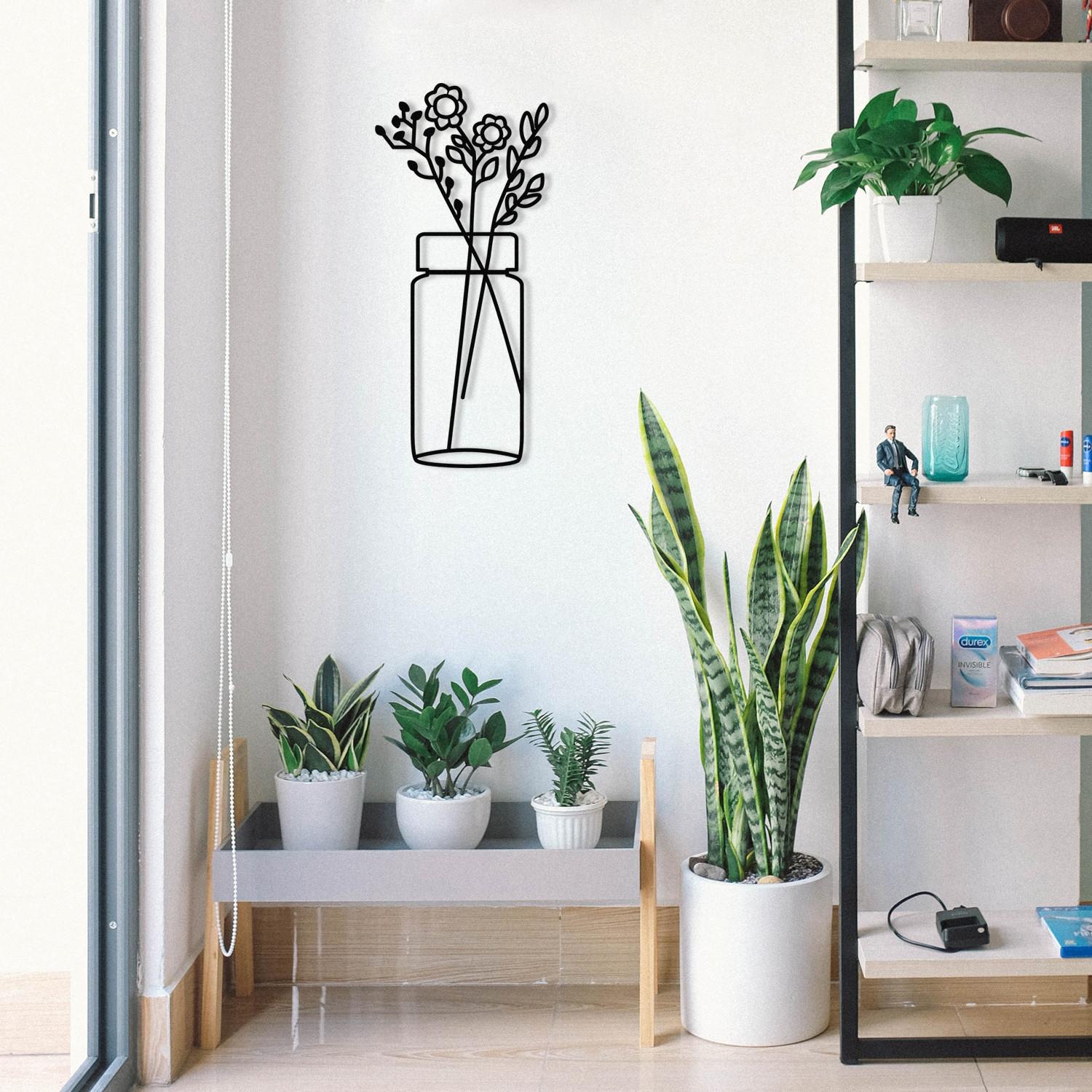 Wallity Zidna dekoracija Cvijet 1, 27x60 cm, 1,2 mm, Crna