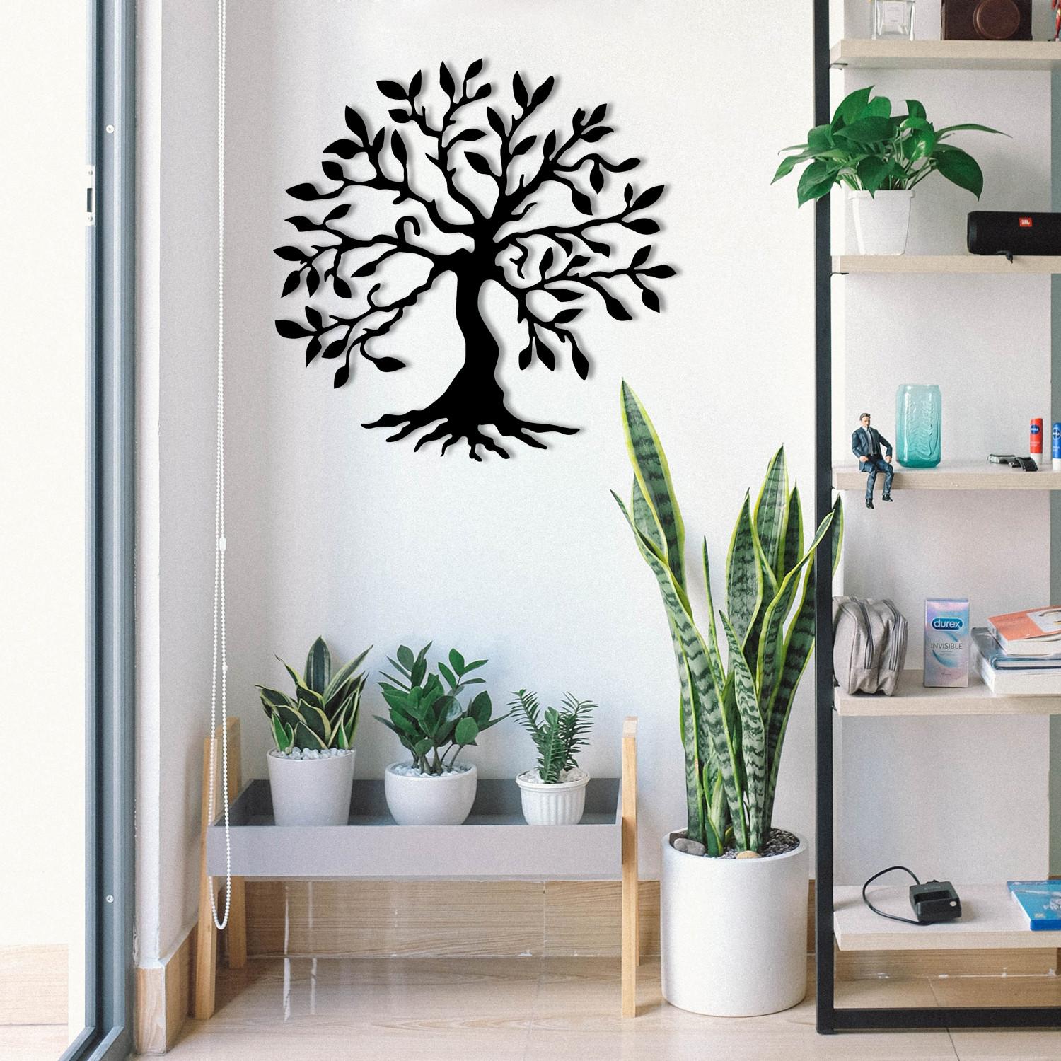 Wallity Zidna dekoracija Drvo, 60x60 cm, 1,2 mm, Crna