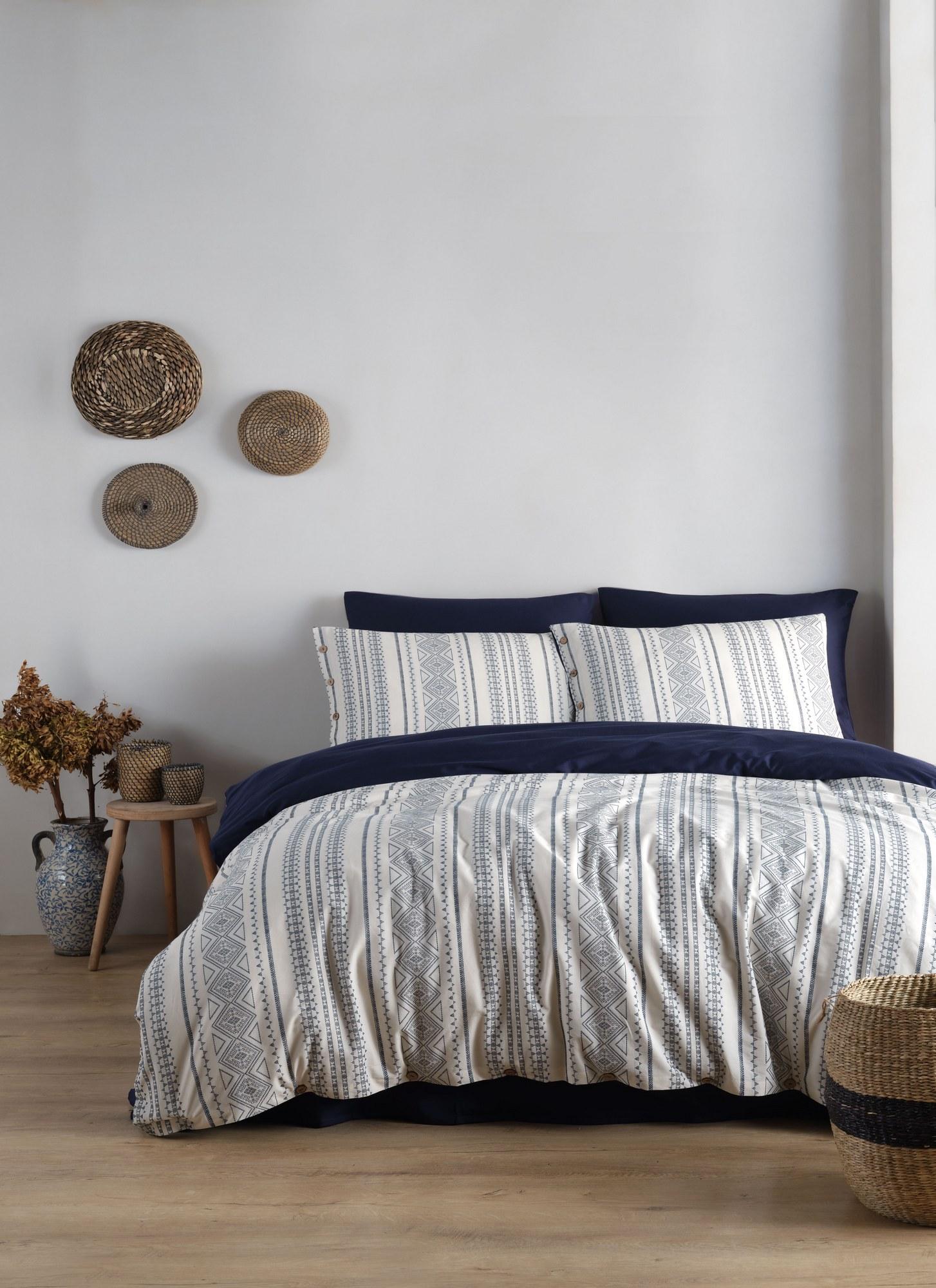 L'essentiel Maison Posteljina Coastal Trio, 200x220 cm, Indigo-krem