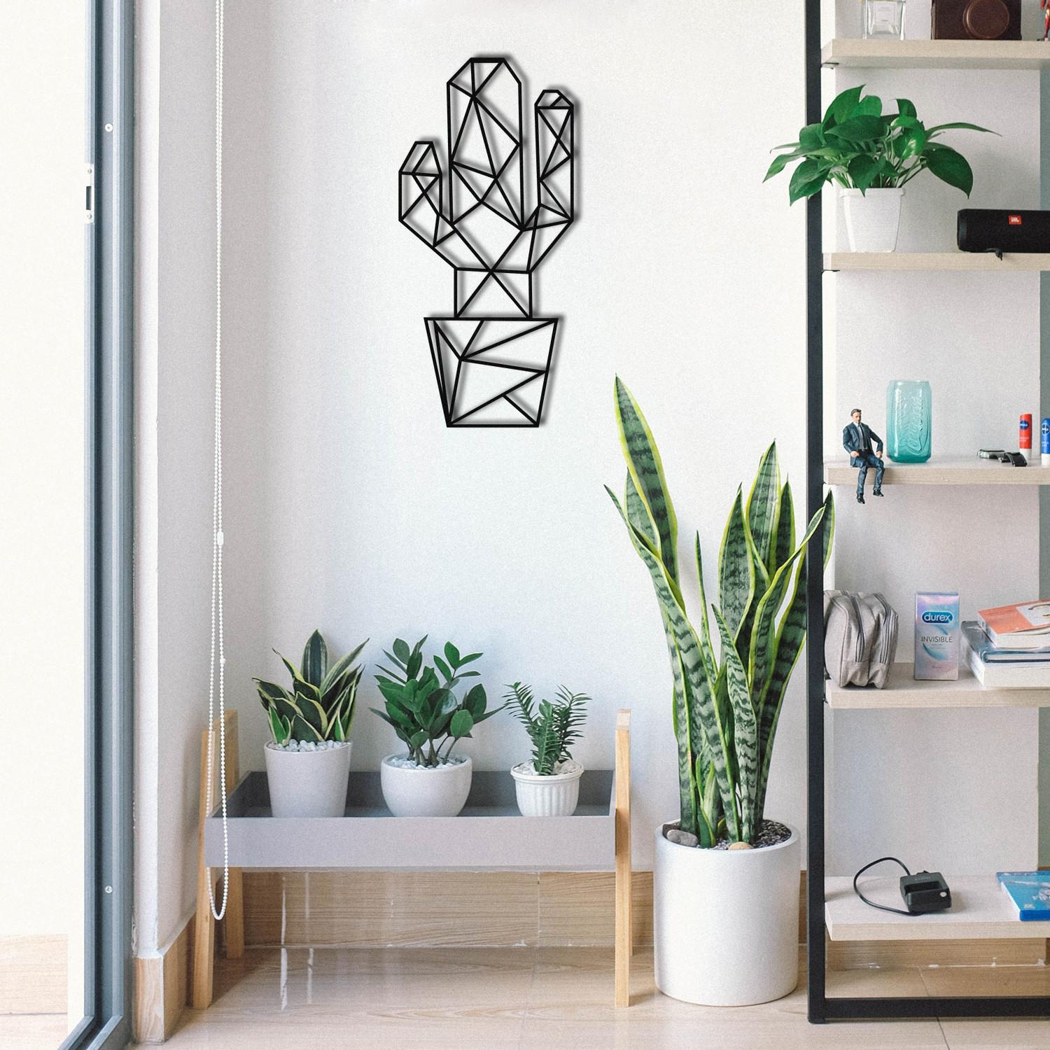 Wallity Zidna dekoracija Kaktus, 26x55 cm, 1,2 mm, Crna