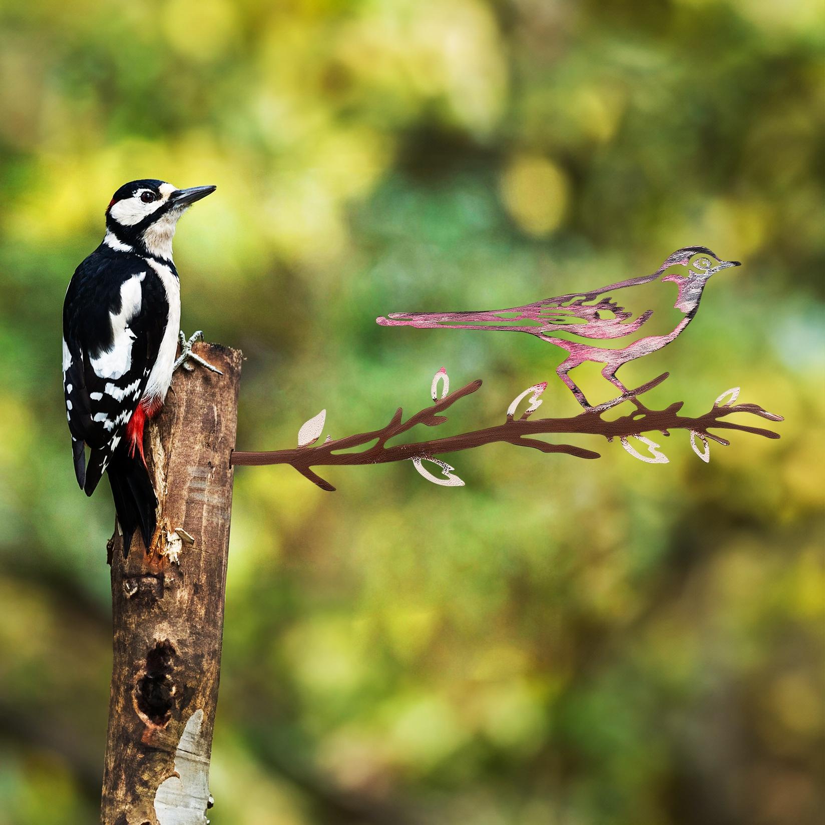 Aberto Design Dekorativna figura Ptica na grani 25, 20x50 cm, 1,5 mm, Bronzana boja