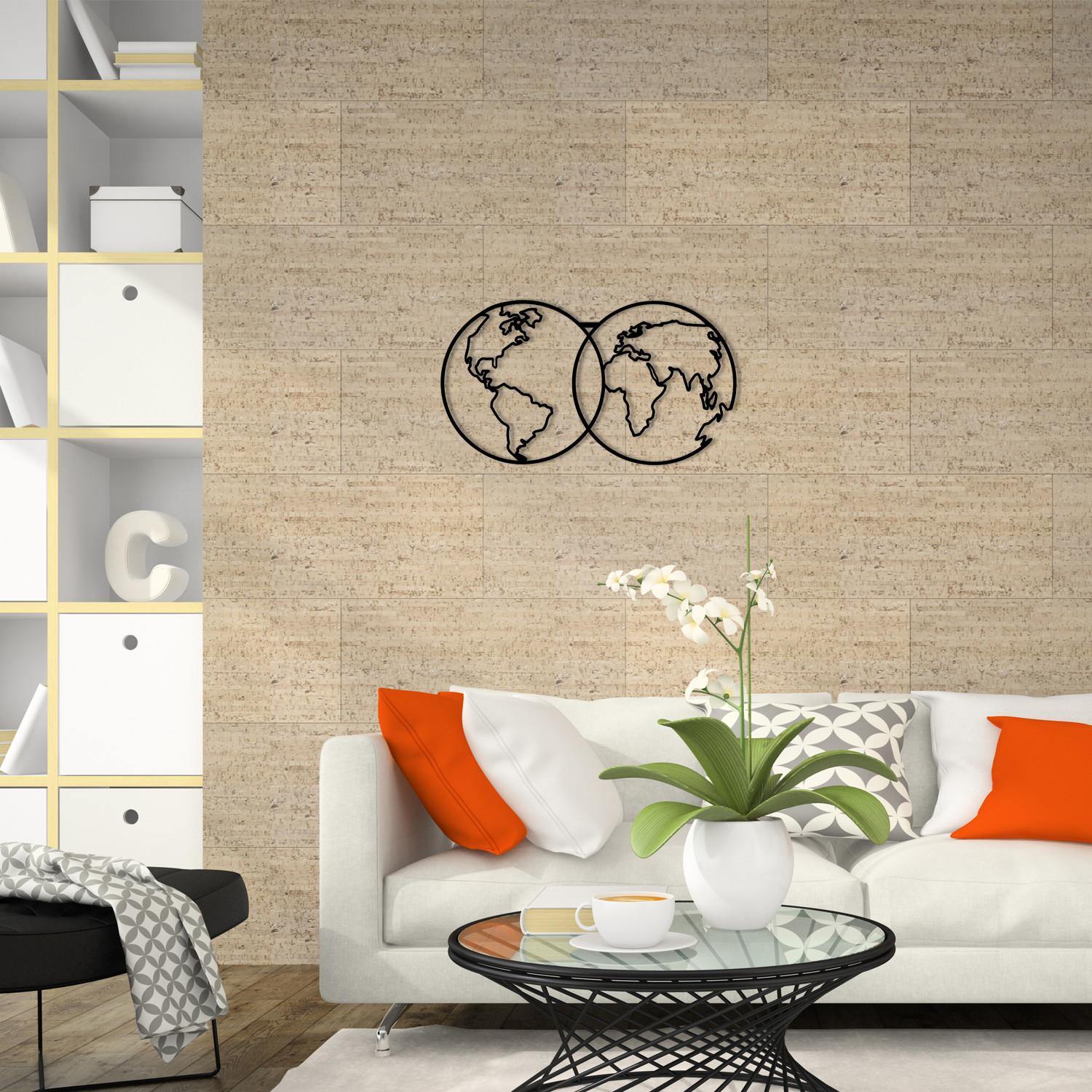 Wallity Zidna dekoracija Mapa svijeta 10, 60x34 cm, 1,2 mm, Crna