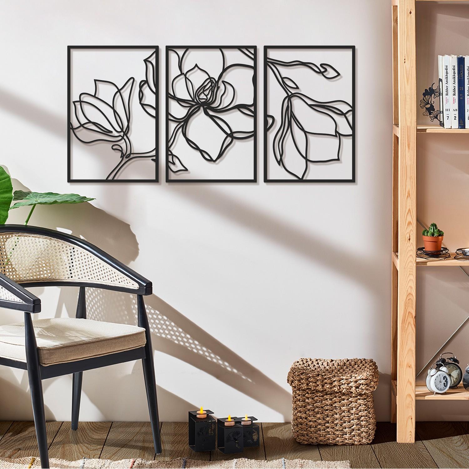 Wallity Zidna dekoracija Floral Line-APT529LS, 46x69 cm, 1,2 mm, Crna
