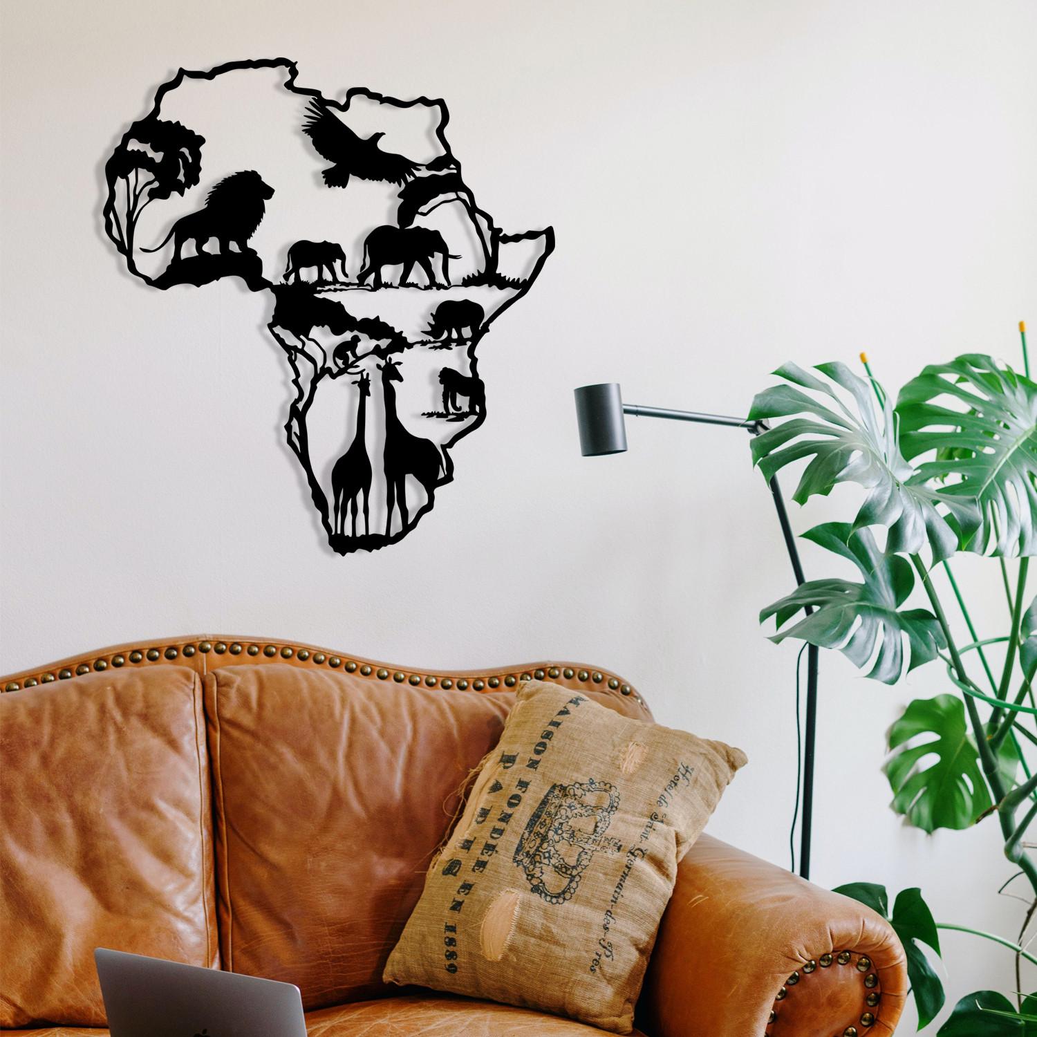 Wallity Zidna dekoracija African 2, 52x57 cm, 1,2 mm, Crna