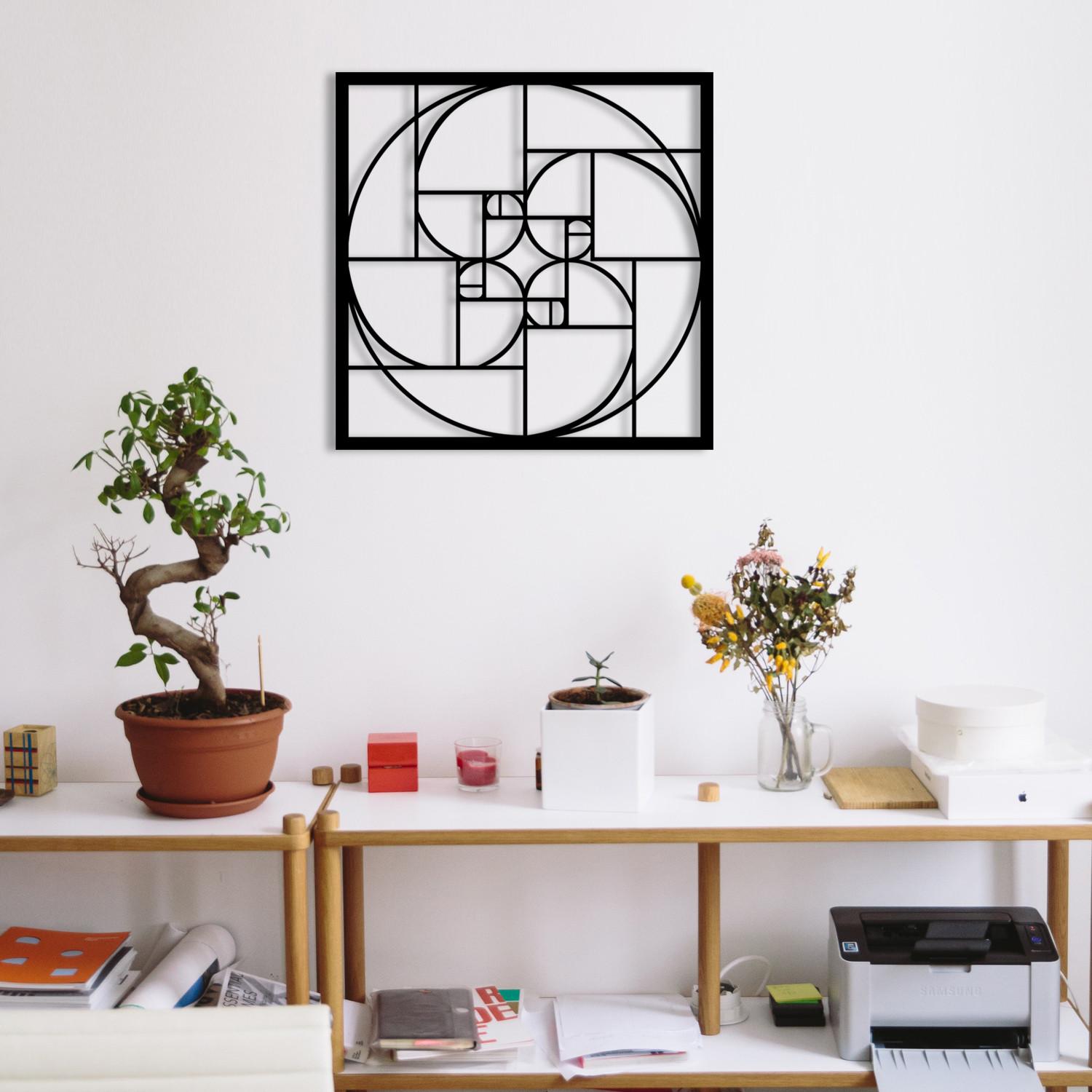 Wallity Zidna dekoracija Zlatni rez, 52x52 cm, 1,2 mm, Crna