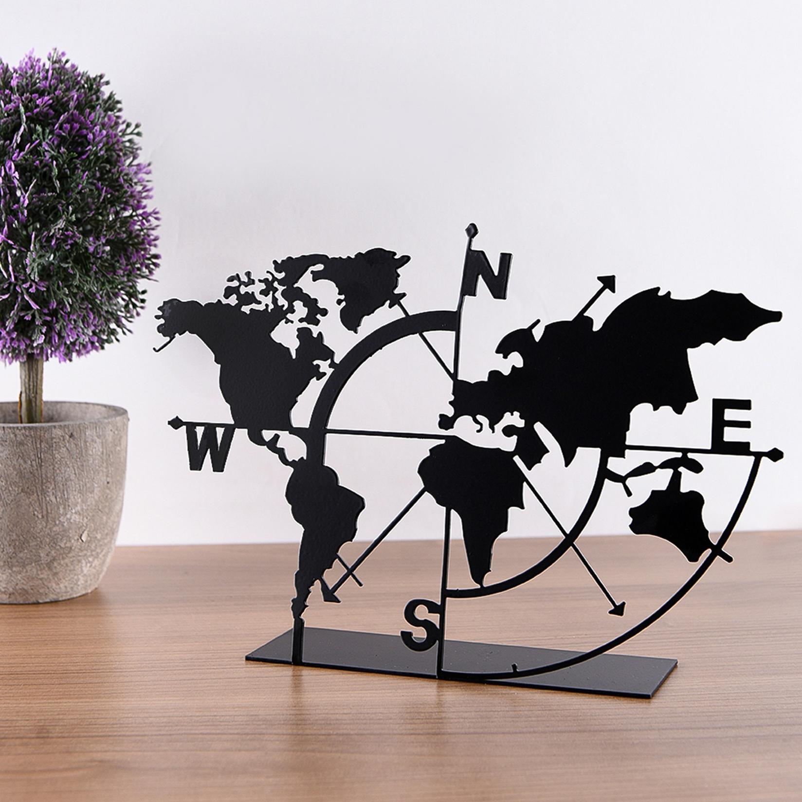 Aberto Design Dekorativna figura Mapa svijeta, 18x26 cm, 1,5 mm, Crna
