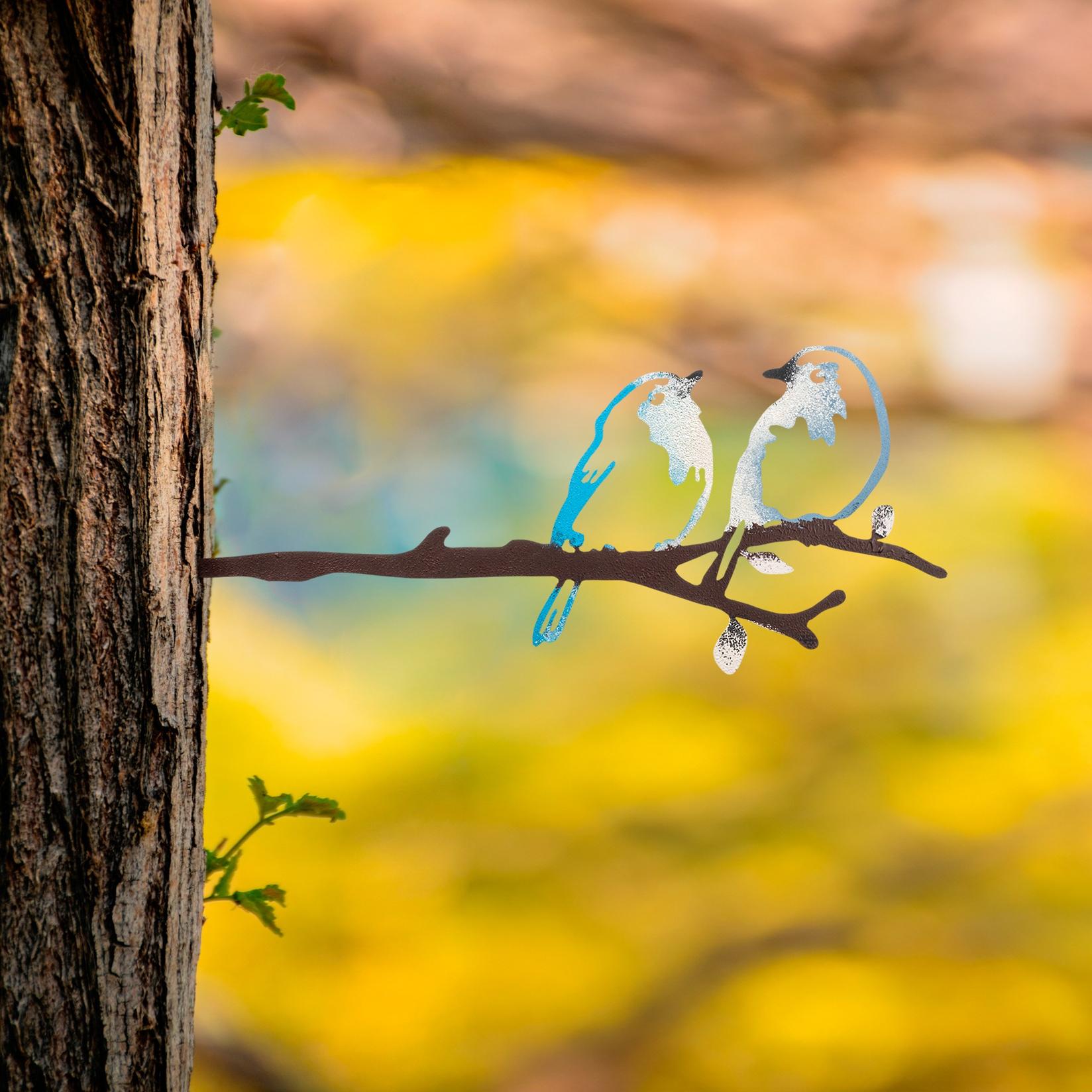 Aberto Design Dekorativna figura Ptica na grani 26, 20x50 cm, 1,5 mm, Plava