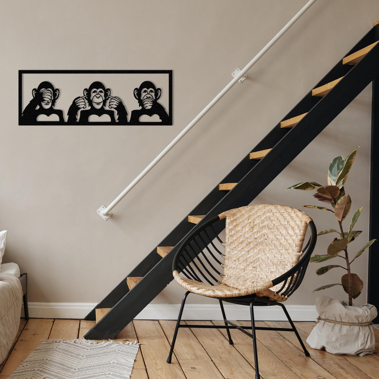 Wallity Zidna dekoracija Tri majmuna-M, 70x25 cm, 1,2 mm, Crna