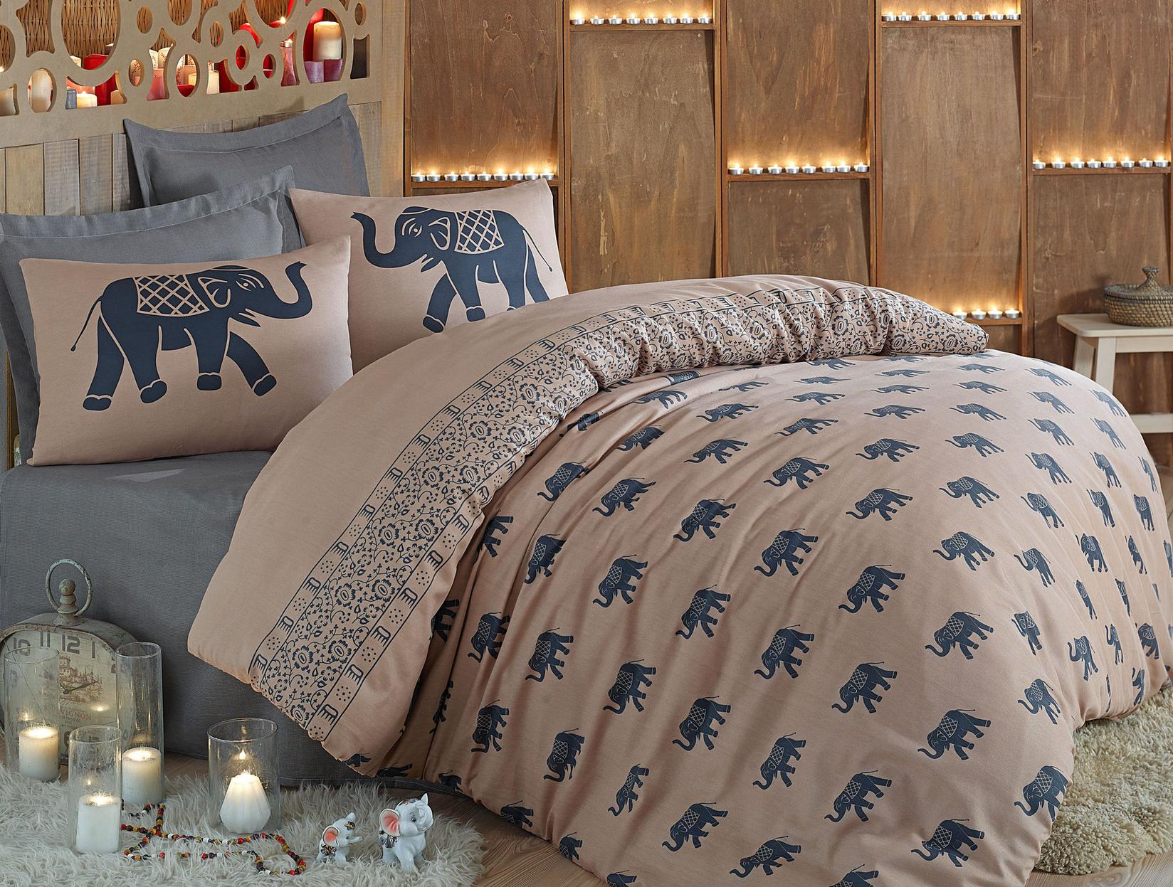 L'essentiel Maison Fil set posteljine, 200x220 cm, plavo-smeđa