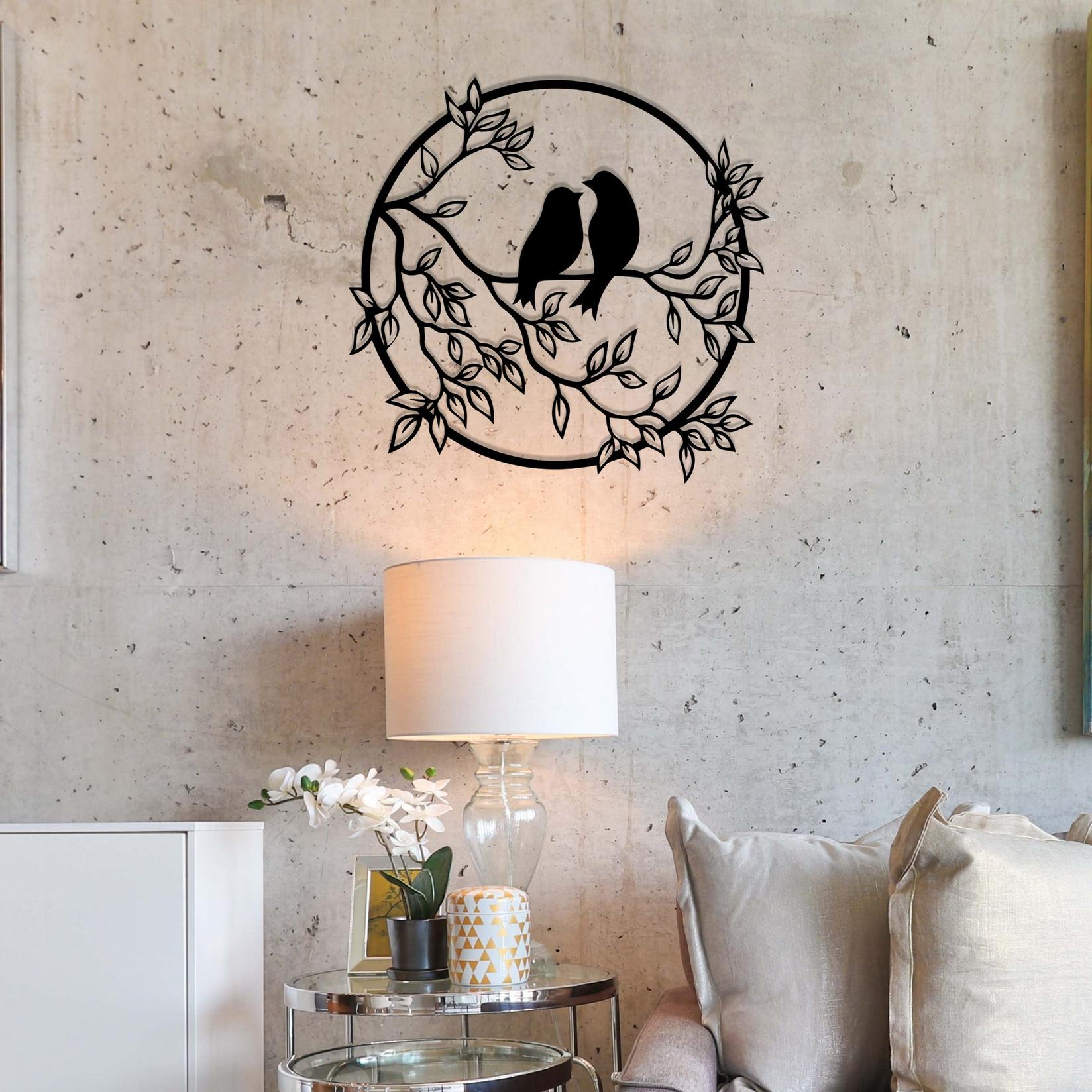 Wallity Zidna dekoracija Ptice na drvetu, 49,5x48 cm, 1,2 mm, Crna