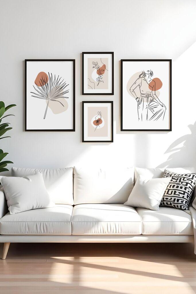 Wallity Uokvirena slika Huhu453-S, 4 dijela