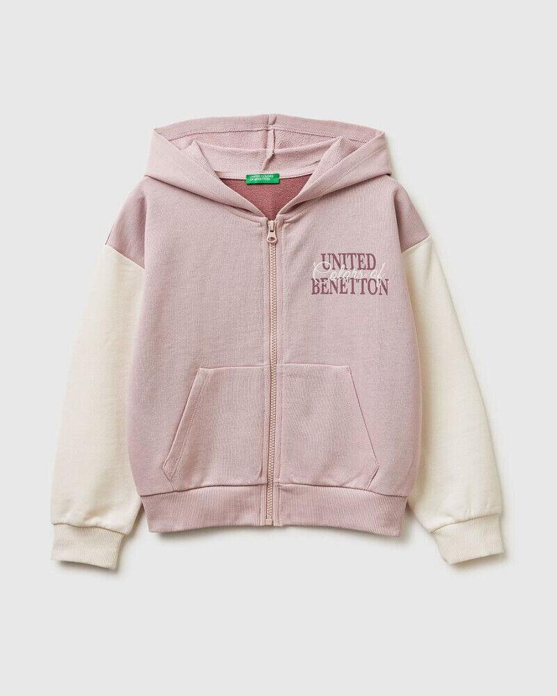 Benetton Dukserica za djevojčice s kapuljačom 3J68C505XG-904-EL, Roze