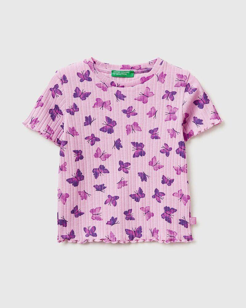 Benetton Majica za bebe s rebrastim printom 3XULG10M5P-63E-82, Šarena