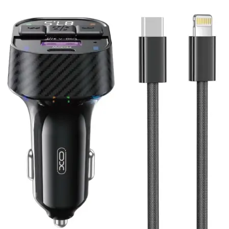 XO FM Transmiter BCC17, Bluetooth, Crni + Lightning kabl Q260A, Crni