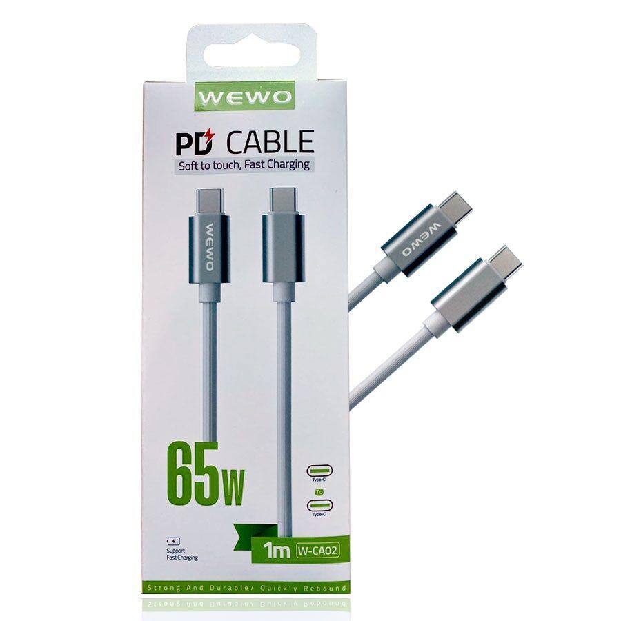Wewo Data Kabel Type-C na Type-C, 1m, 65W, Sivi