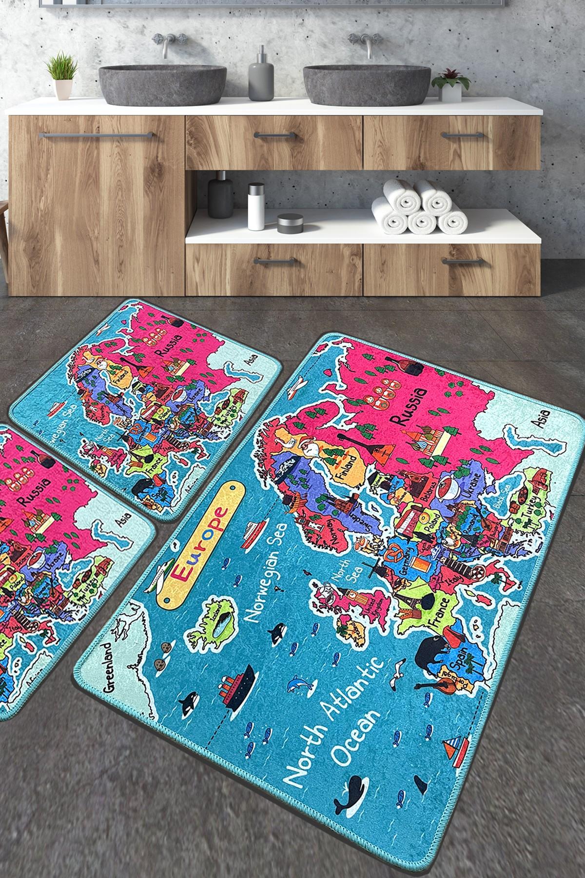 L'essentiel Maison Set od 3 kupaonska tepiha Colorful