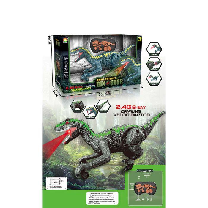 Igračka RC Velociraptor na baterije, svjetlo, zvuk, hodanje