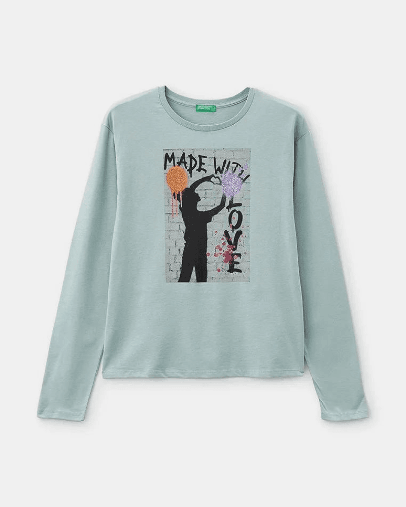 Benetton Majica dugi rukava  32M za djevojčice