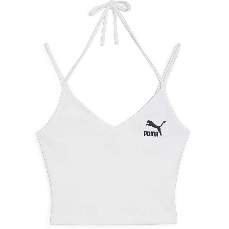 Puma ženski klasični rebrasti kratki top, bijeli