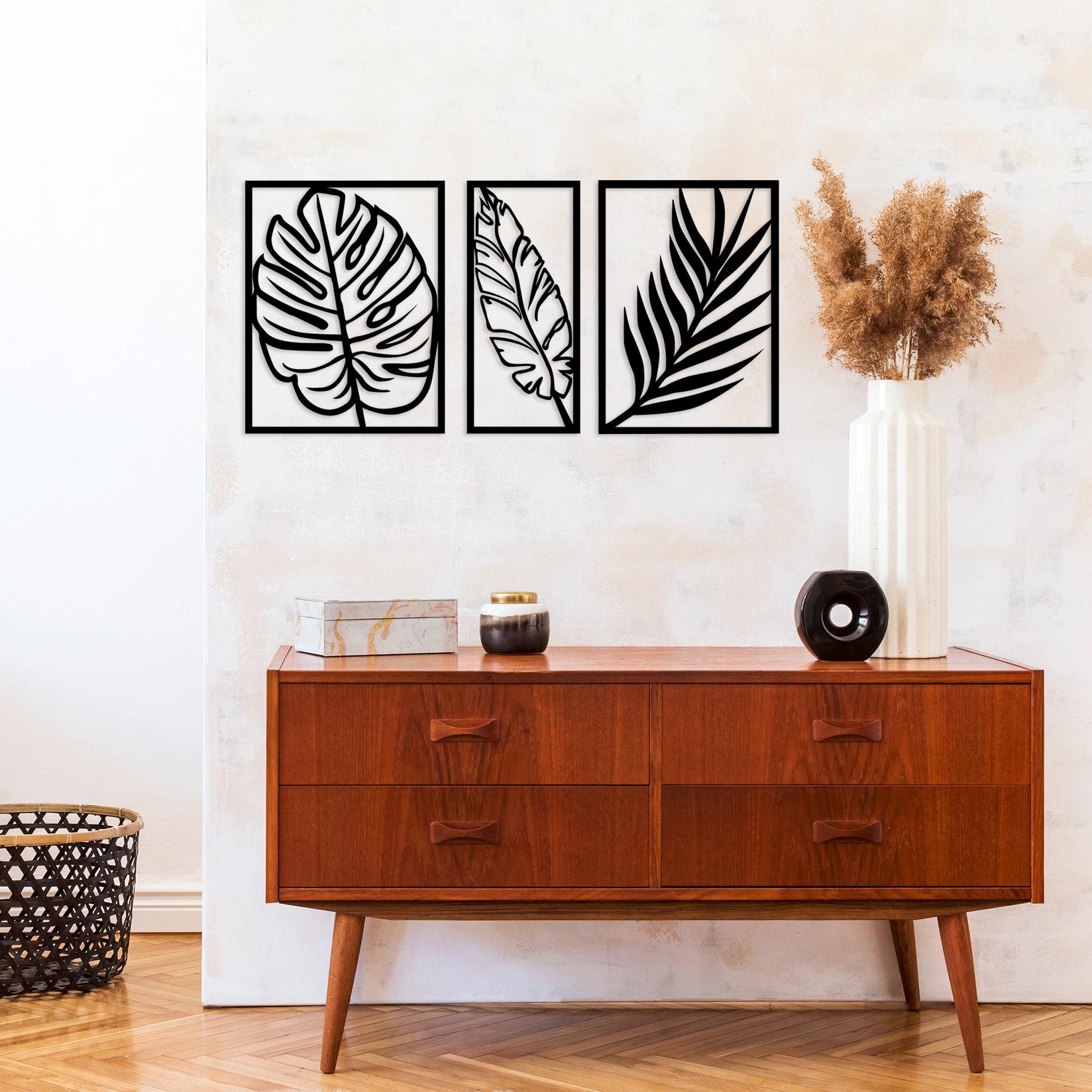 Wallity Zidna dekoracija List 2, 80x38 cm, Crna