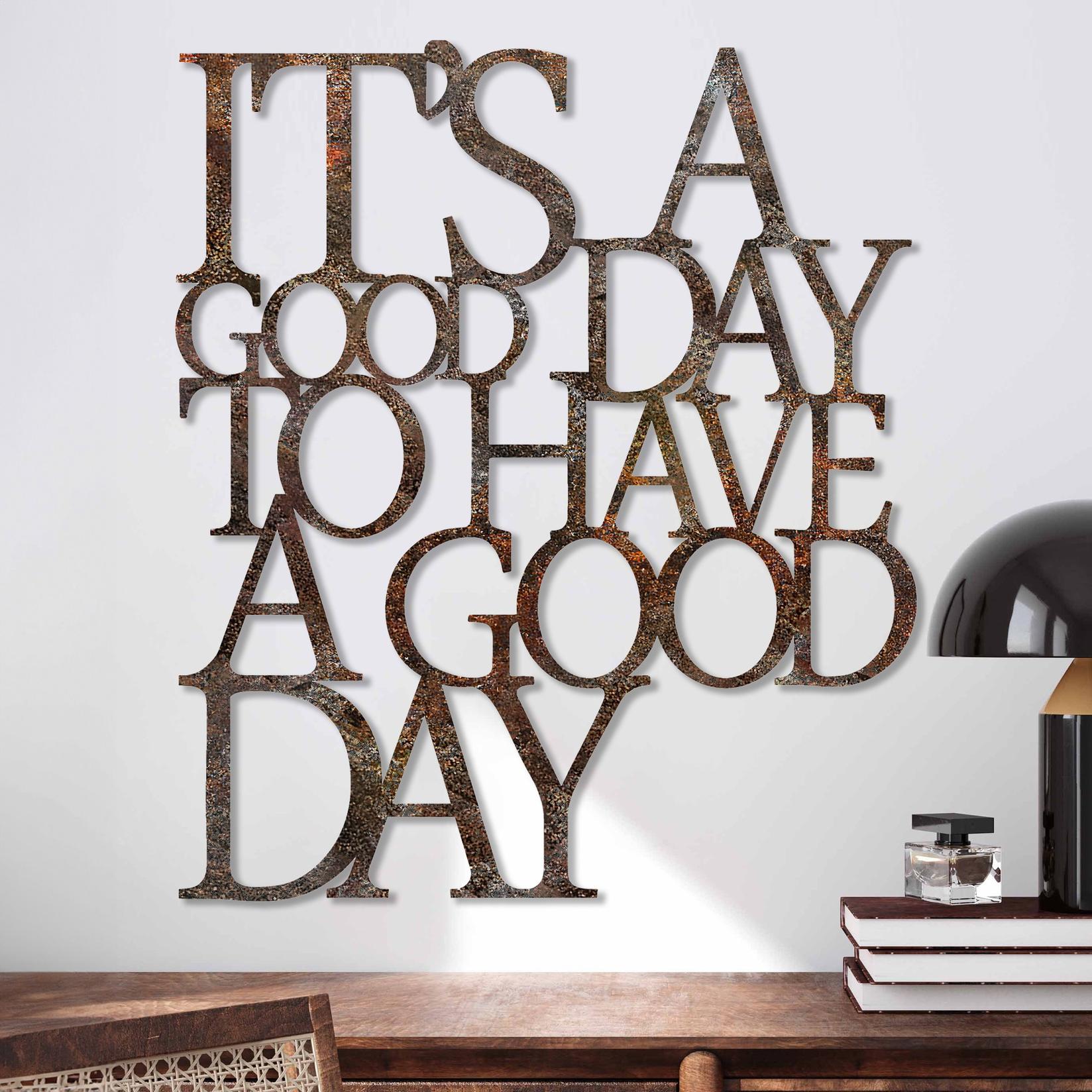 Wallity Zidna dekoracija Rusty Želim ti dobar dan, 70x61 cm, Smeđa