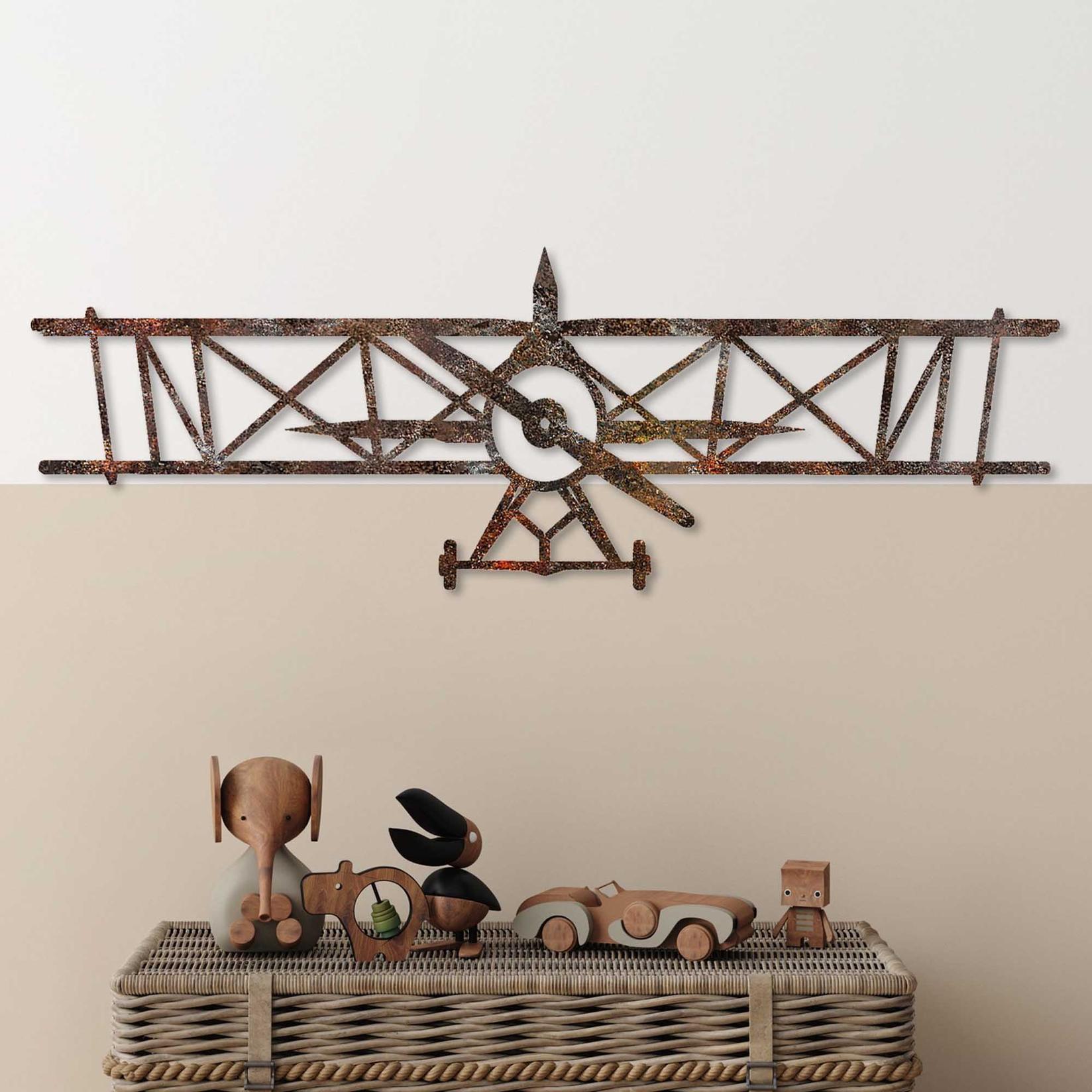 Wallity Zidna dekoracija Zarđali avion, 23x70 cm, Smeđa