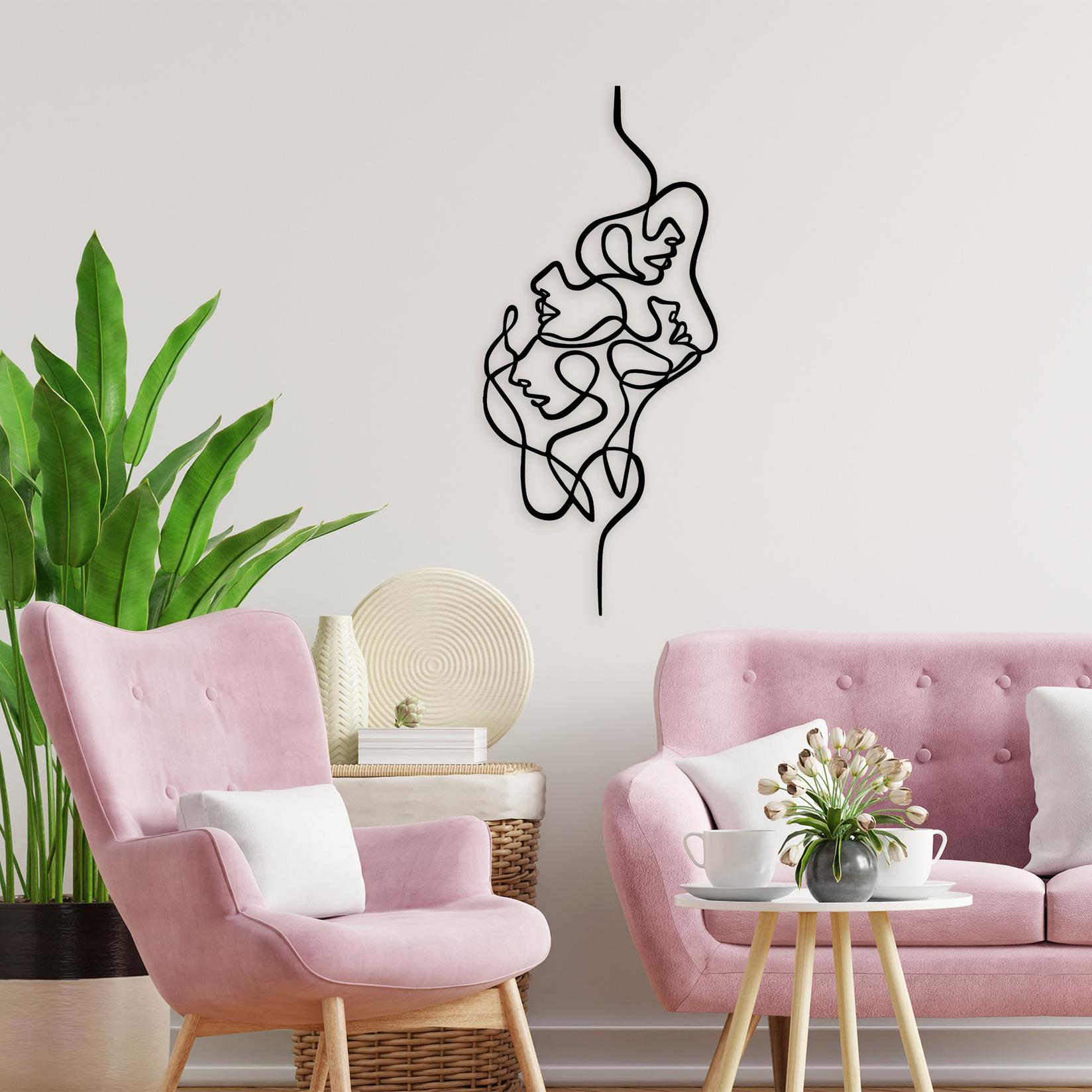 Wallity Zidna dekoracija Lica, 40x100 cm, 1,5 mm, Crna