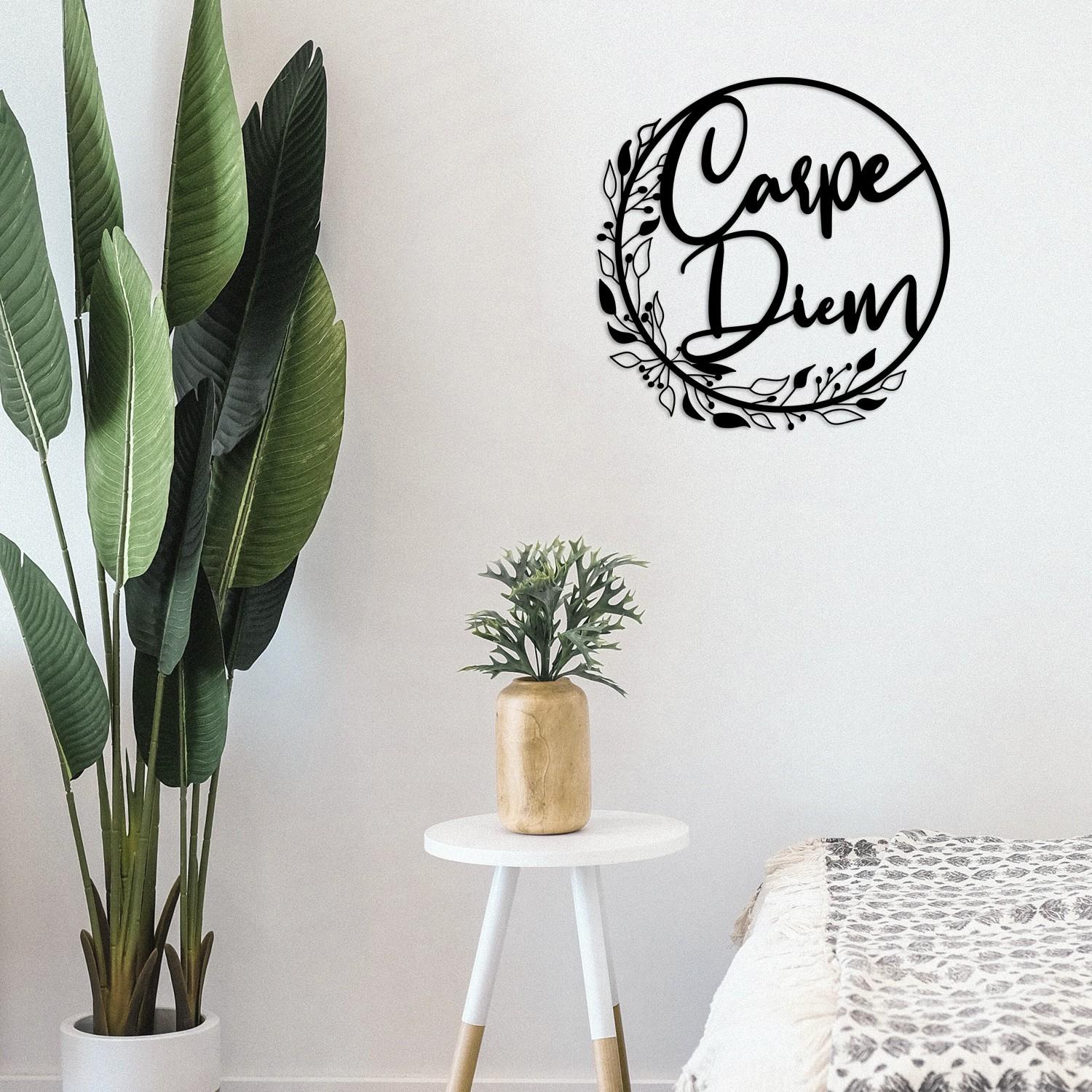 Wallity Zidna dekoracija Carpe Diem, 48x48 cm, 1,5 mm, Crna