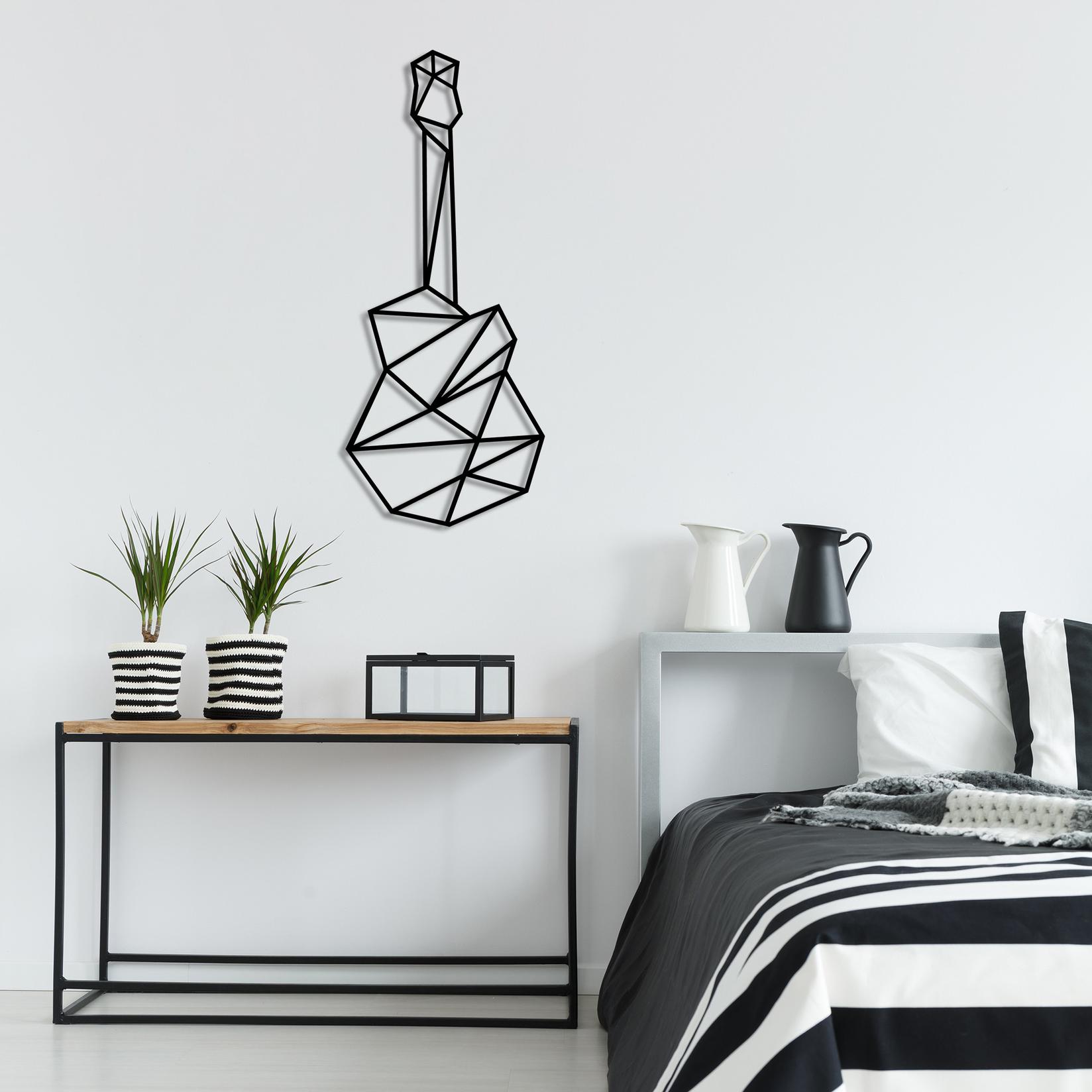 Wallity Zidna dekoracija Gitara, 23x55 cm, Crna