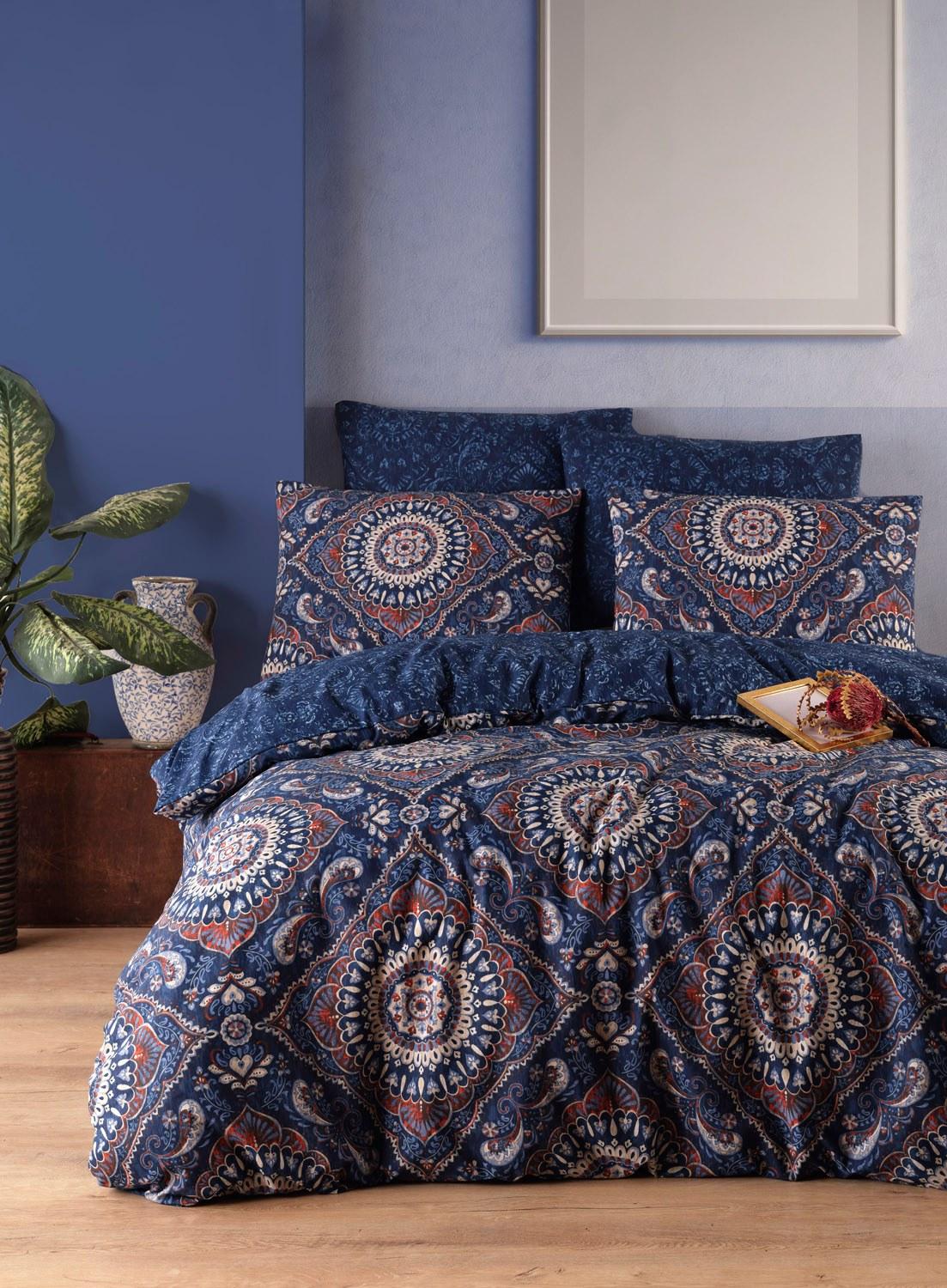 L'essentiel Maison set posteljine Varak, 200x220 cm, 220x240 cm, Tamno plava