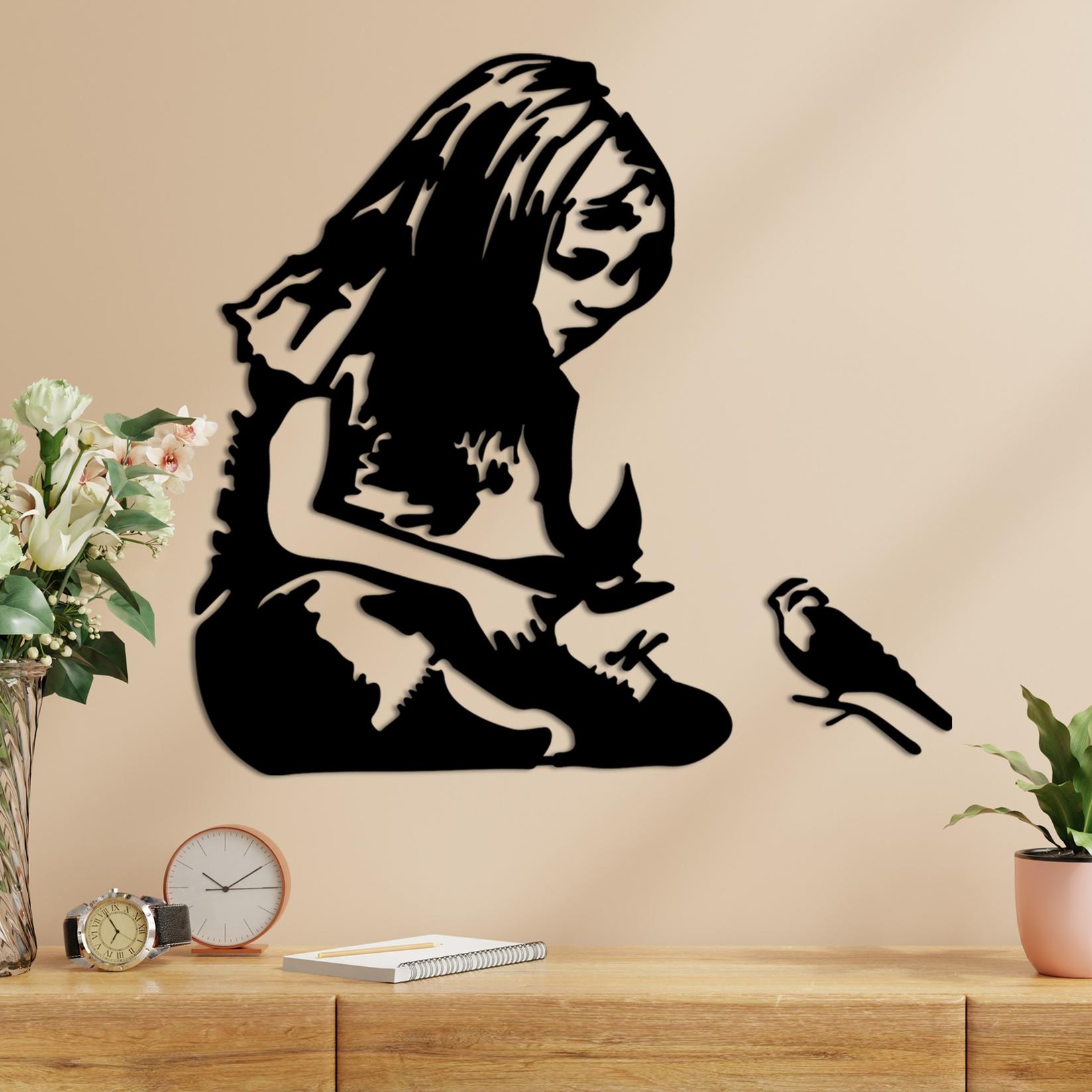 Wallity Zidna dekoracija Banksy Metal 07, 54x72 cm, 1,5 mm, Crna