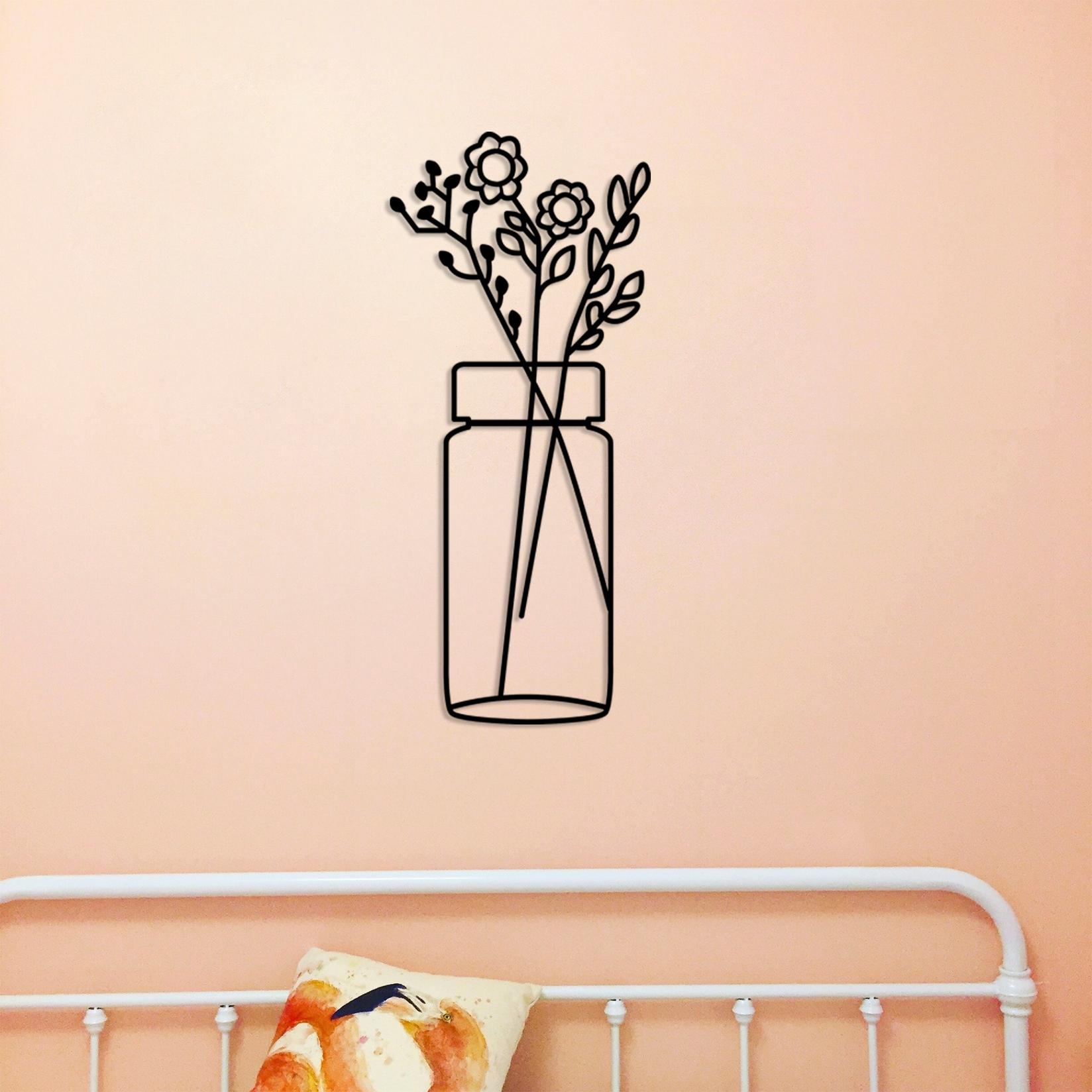 Wallity Zidna dekoracija Cvijet 5, 58x61 cm, 1,5 mm, Crna