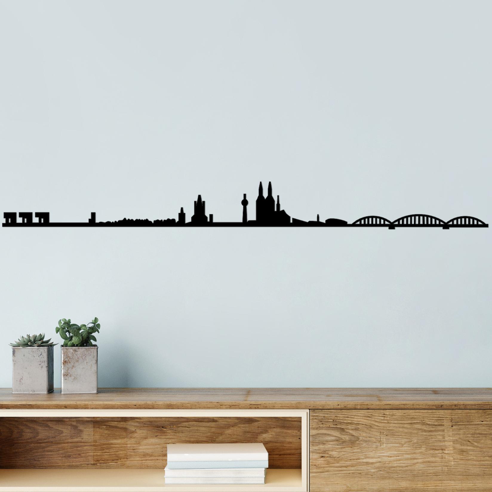 Wallity Zidna dekoracija Cologne Skyline, 120x12 cm, 1,5 mm, Crna