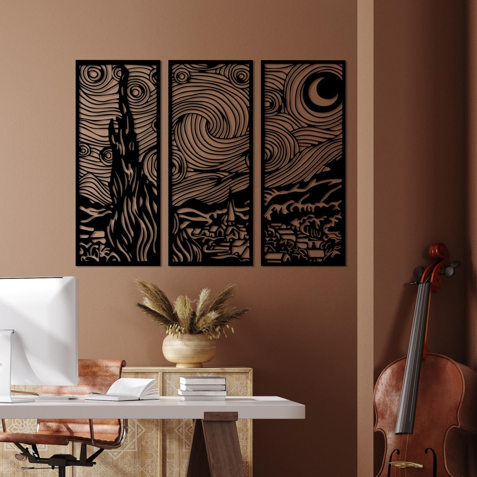 Zidna dekoracija Vangogh, 3x30x73 cm, 1,5 mm, crna