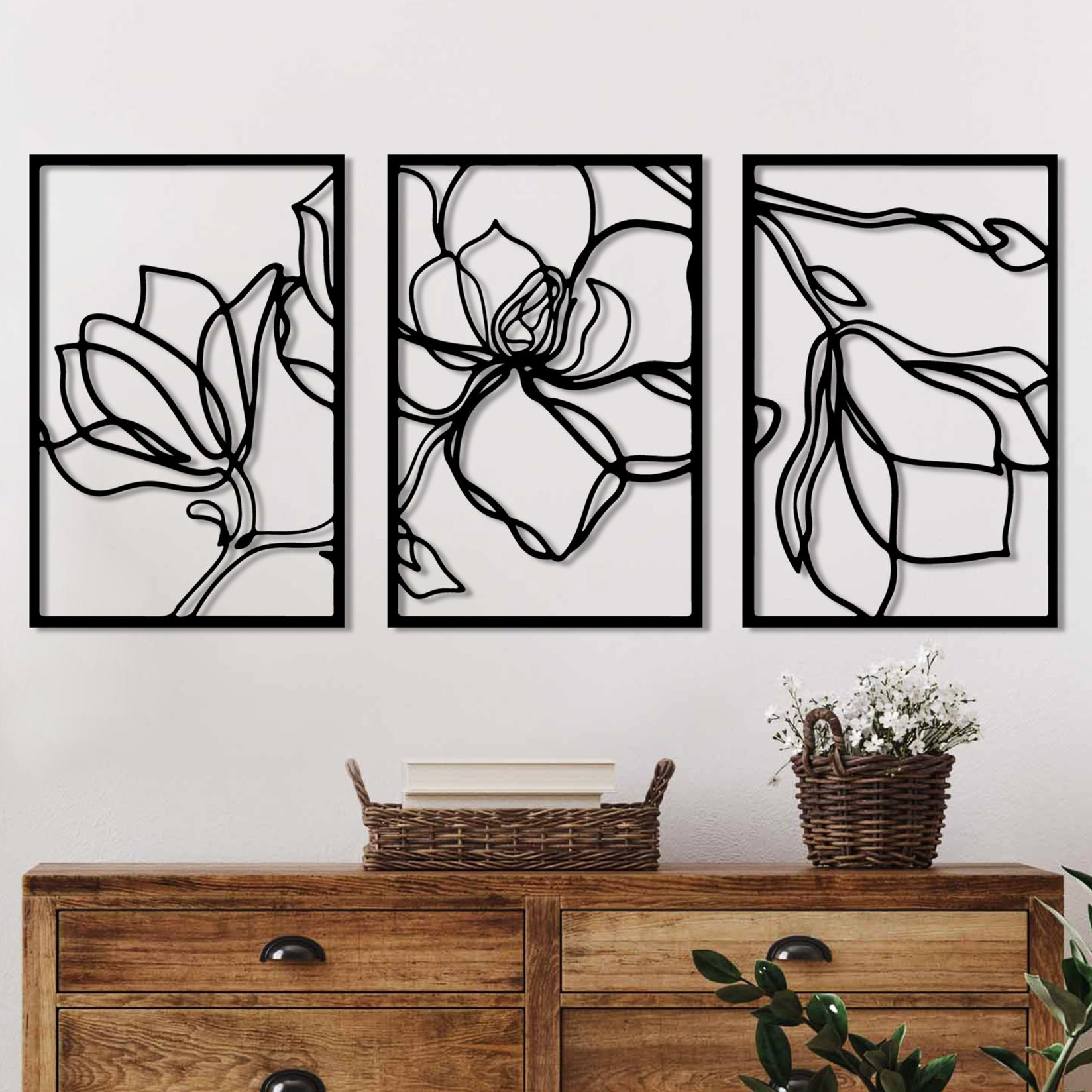 Wallity Set zidnih ukrasa Airbus-1, 30x45 cm, 1,5 mm, 3 komada, crni