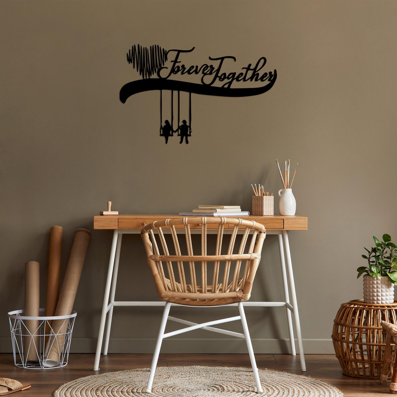 Wallity Zidna dekoracija Zauvijek zajedno, 69x44 cm, 1,5 mm, Crna