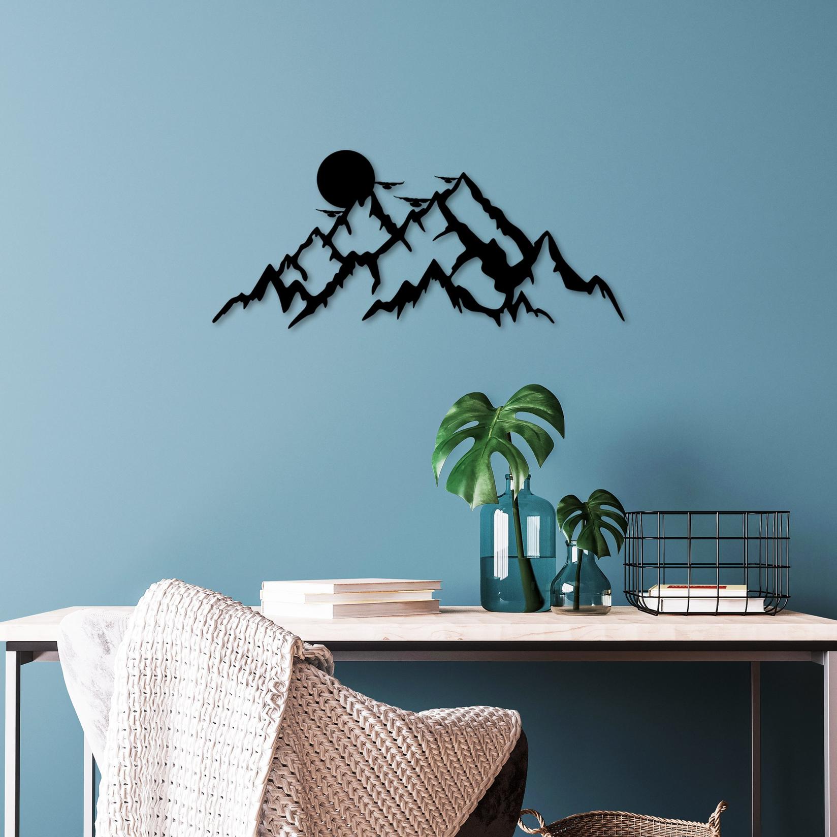 Wallity Zidna dekoracija Full Mount And Mountain-5, 59x25 cm, 1,5 mm, Crna