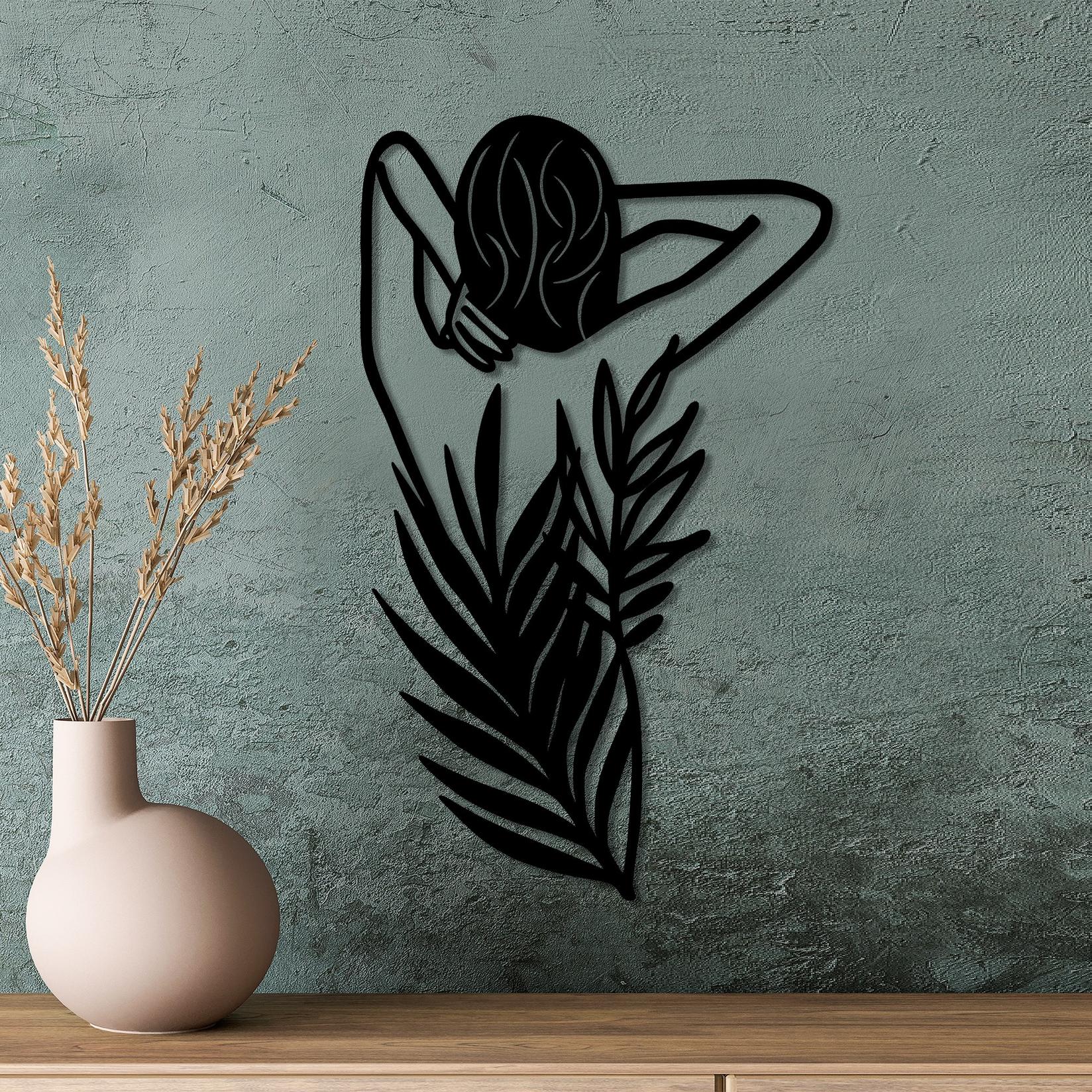 Wallity Zidna dekoracija Cvijet Žena, 42x70 cm, Crna