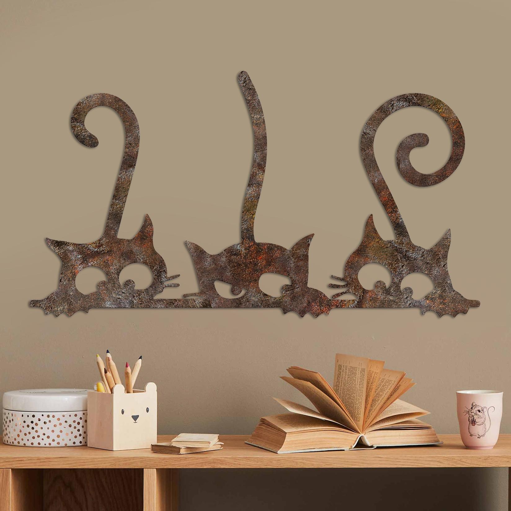 Wallity Zidna dekoracija Rusty Cats 1, 33x60 cm, Smeđa