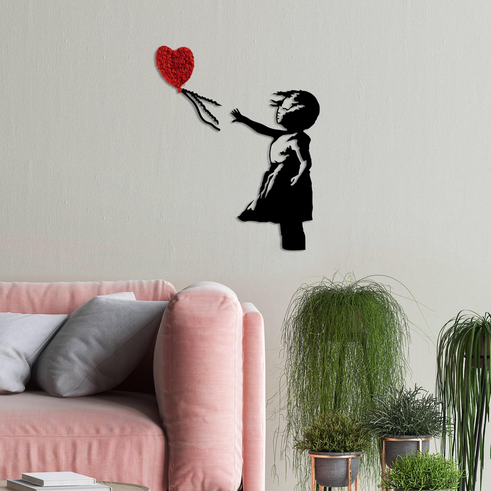 Zidna dekoracija Banksy-13-1, 105x85 cm, 1,5 mm, crno-crvena
