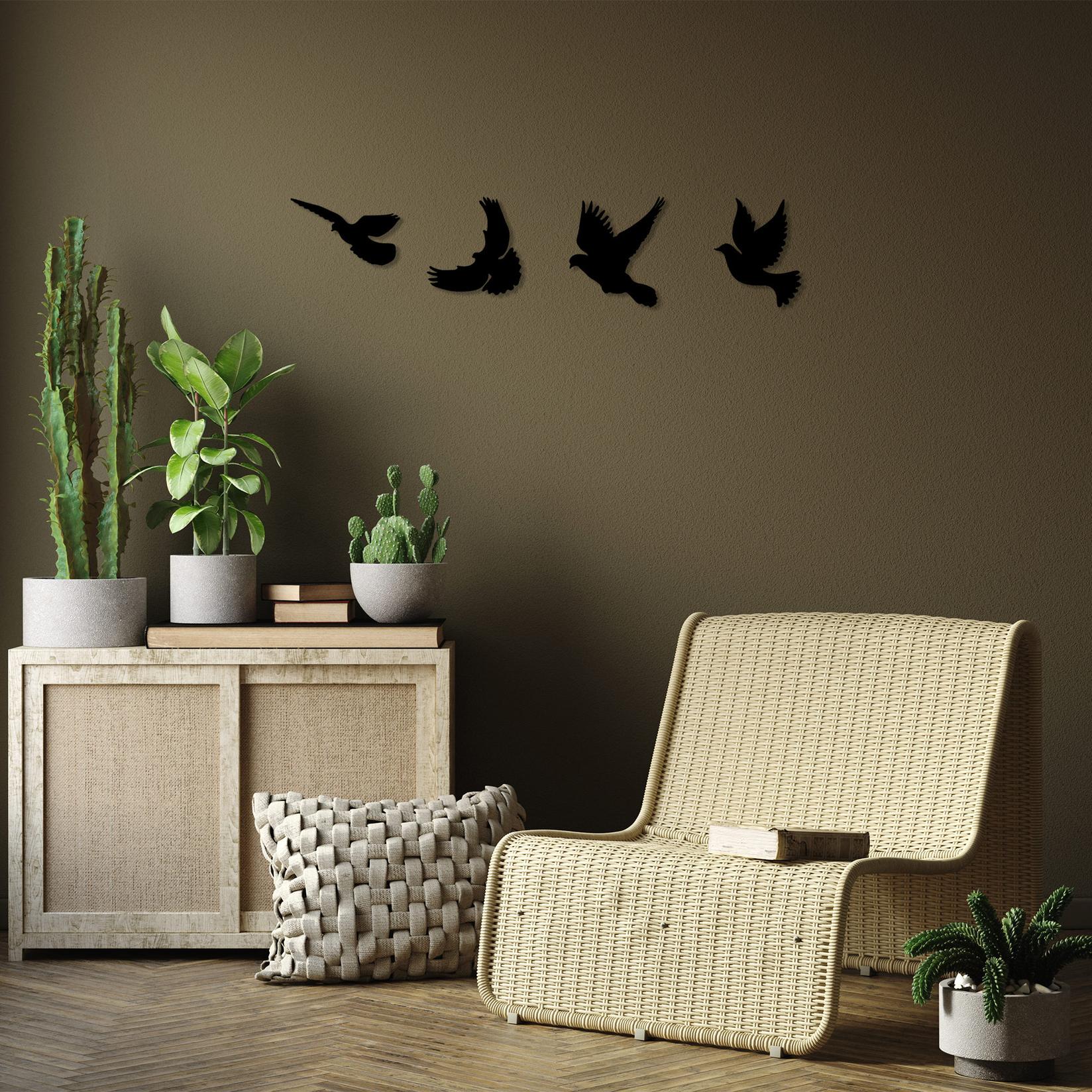 Wallity Set zidnih ukrasa Golubovi-293, 13x22cm do 19x22cm, 1mm, 4 komada, crni