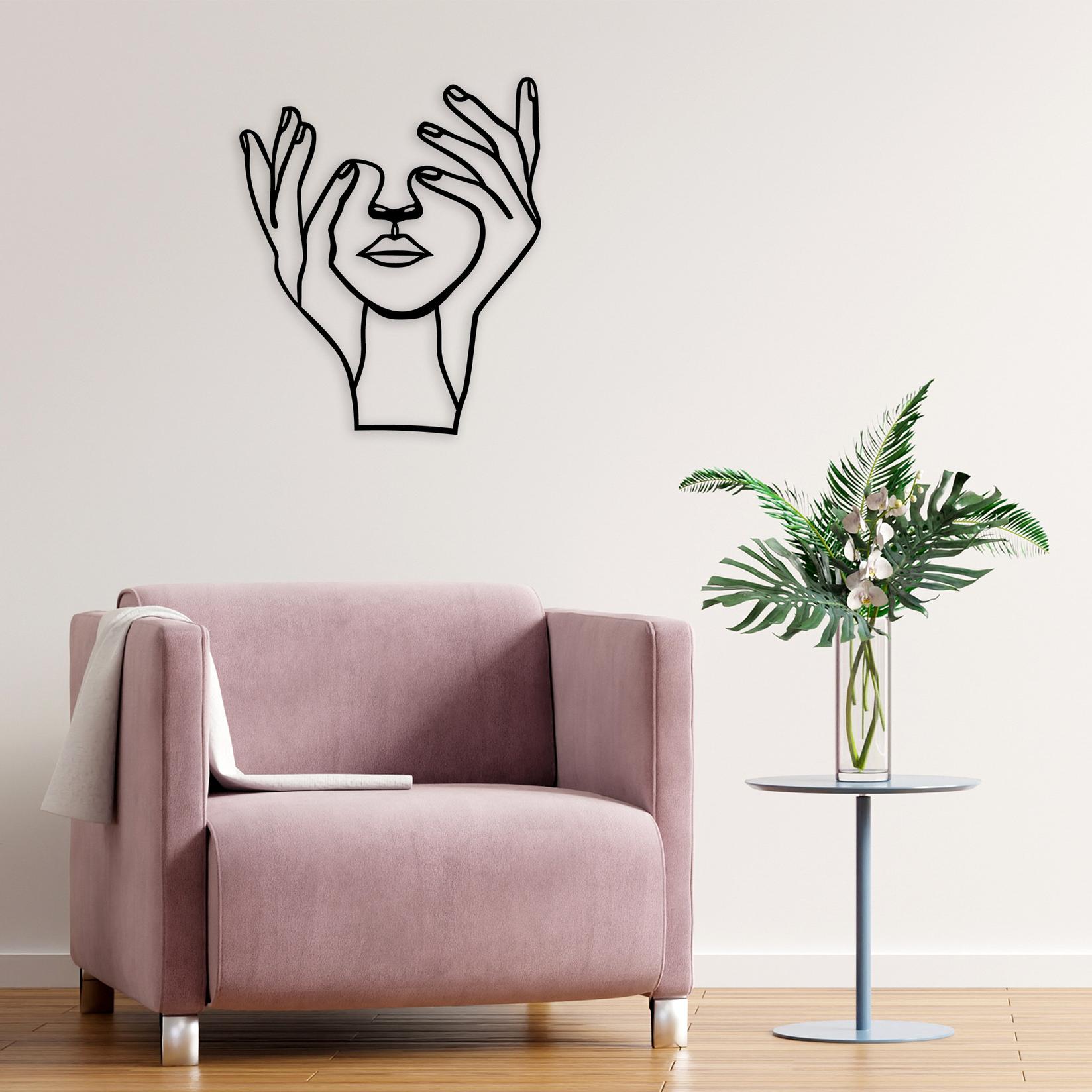 Wallity Zidna dekoracija Hand Face, 70x86 cm, 1,5 mm, Crna