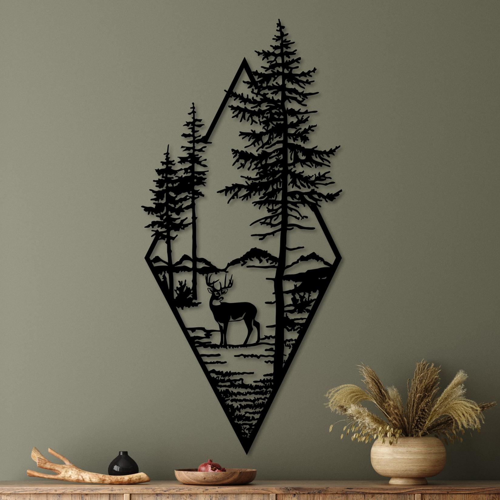 Wallity Zidna dekoracija Jelen, 39x85 cm, 1,5 mm, Crna