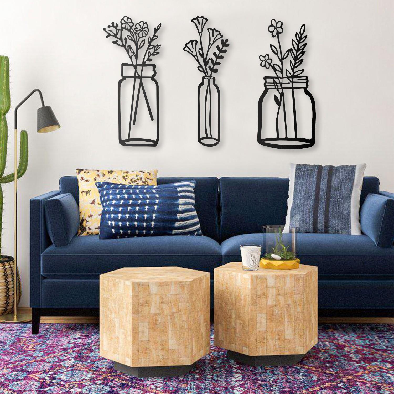 Wallity Zidna dekoracija Život u vazama, 112x70 cm 2 mm, Crna